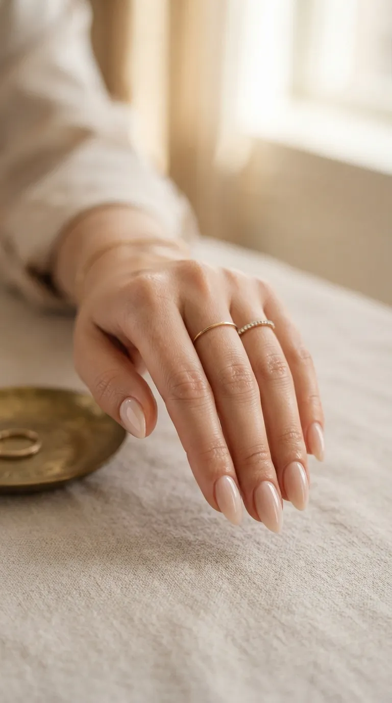 1. Classic Nude Almond Nails