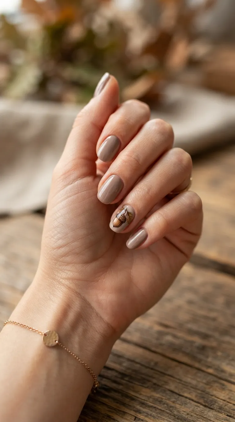 10. Tiny Acorn Nail Art