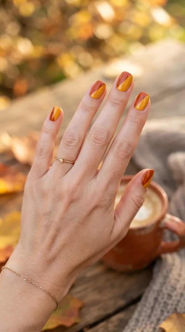 10. Two-Tone Diagonal Nails