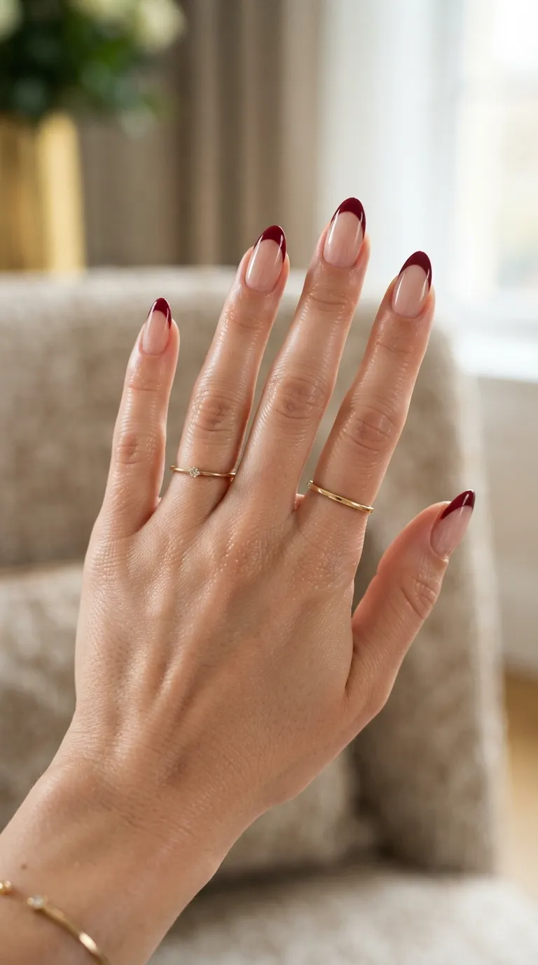 11. Burgundy French Tips