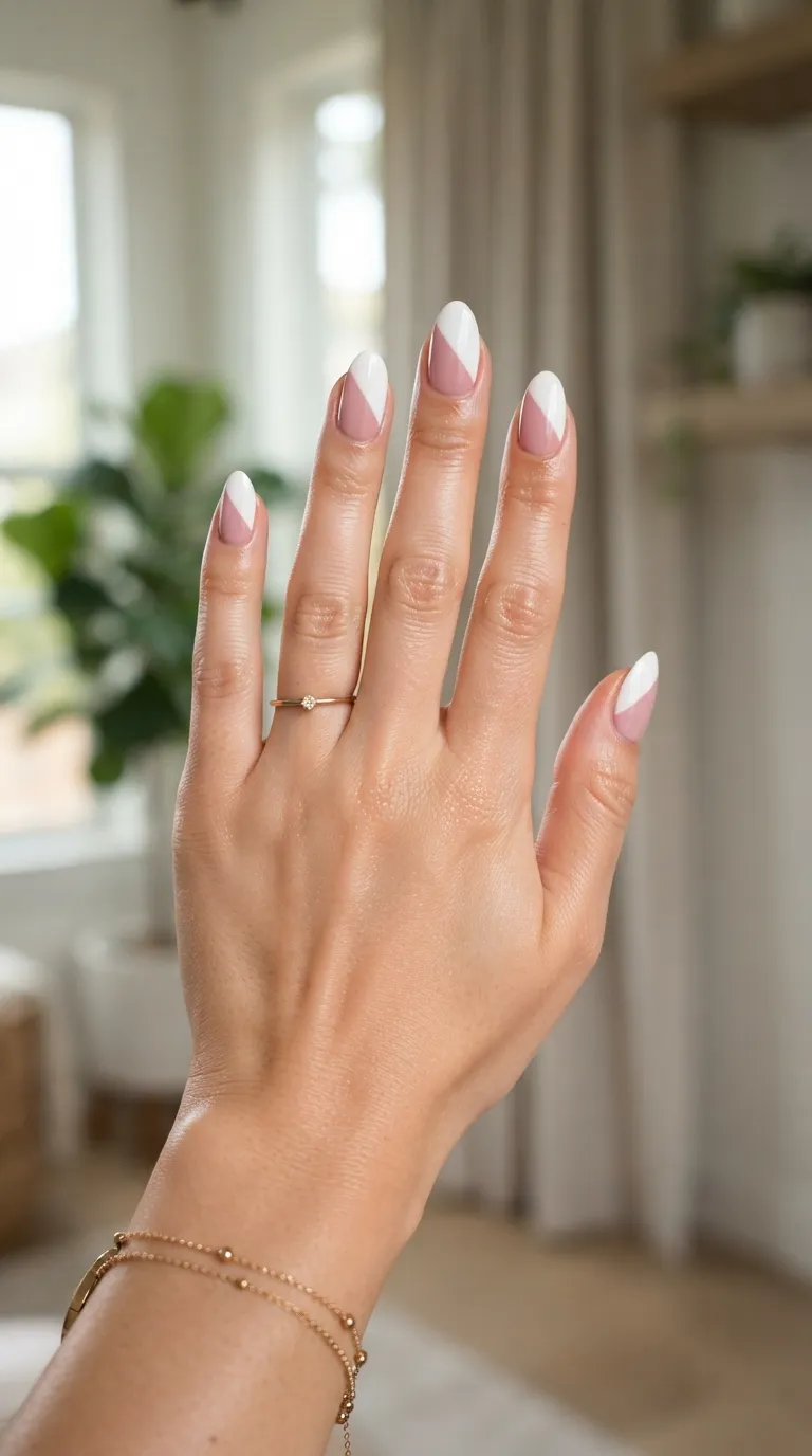 12. Two-Tone Almond Nails