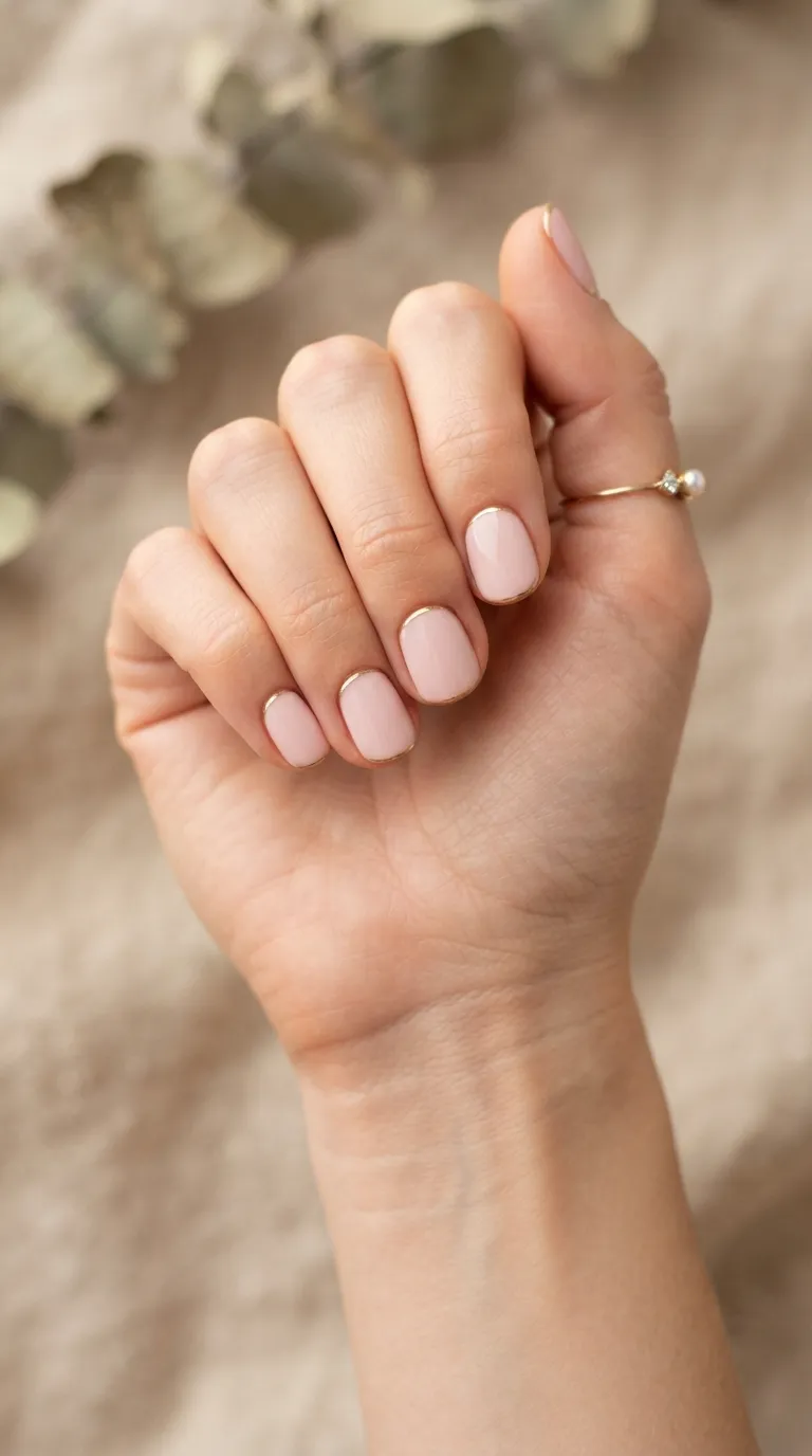 14. Blush Pink with Gold Cuticle Line