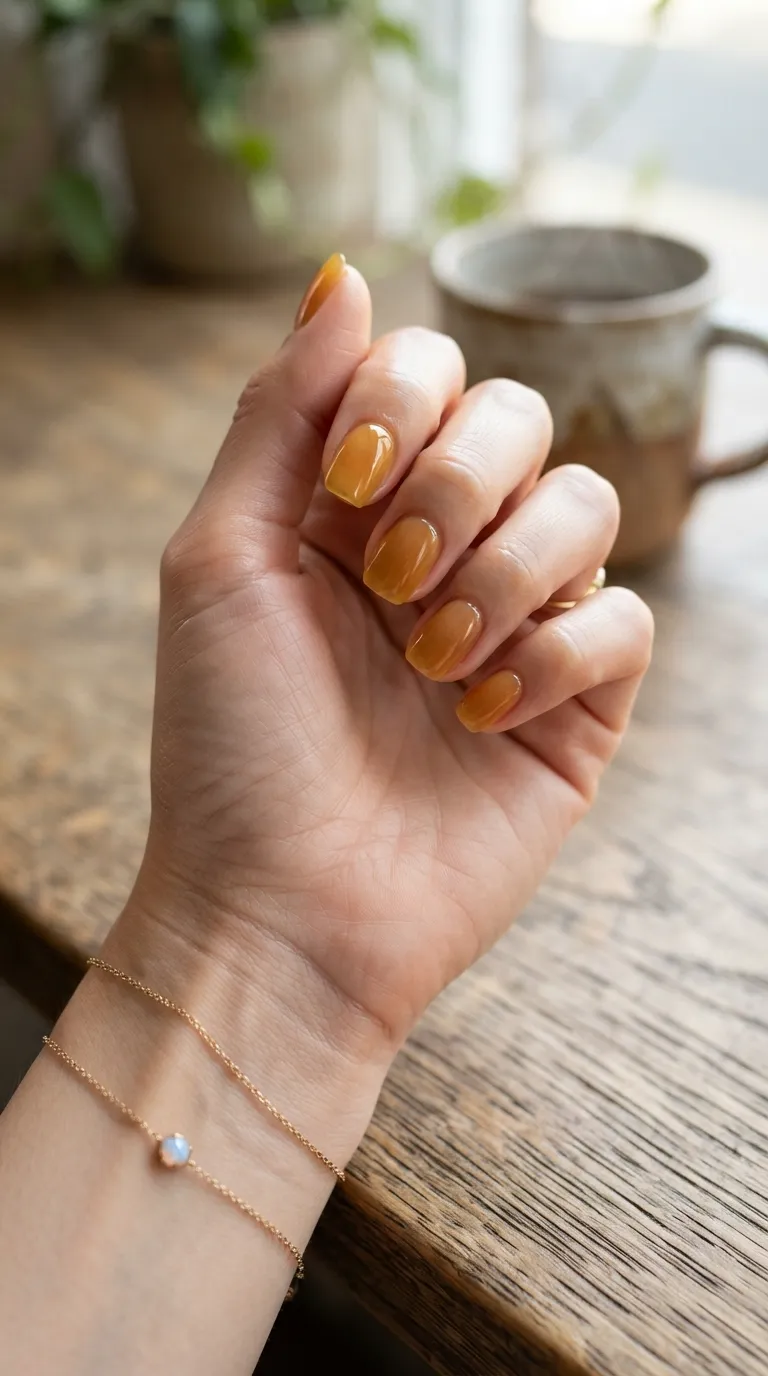 17. Amber Jelly Nails