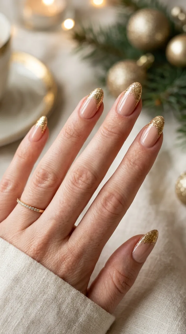2. Gold Glitter Tips