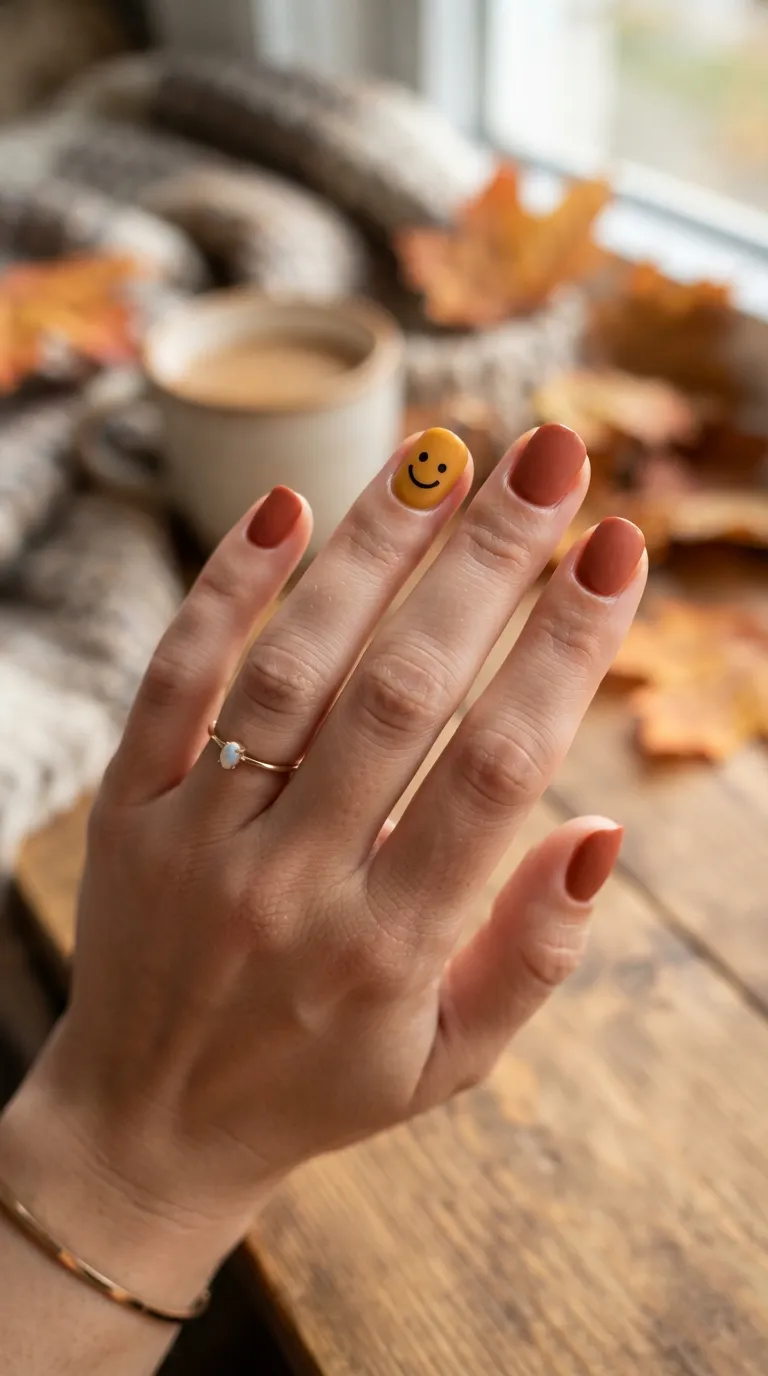 2. Smiley Face Accent Nail