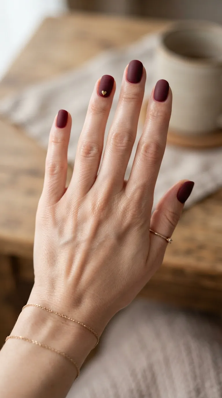3. Burgundy with Gold Hearts