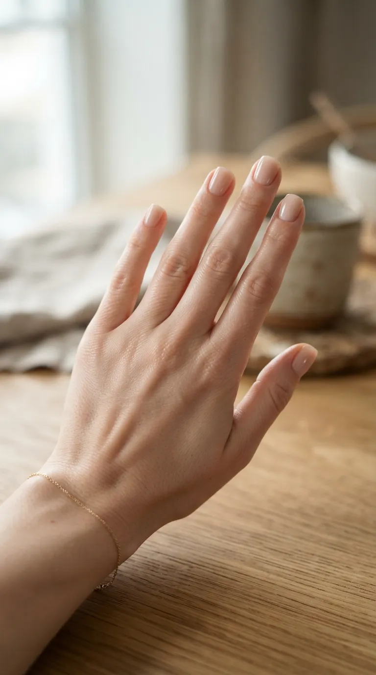 3. Nude and Barely-There Short Square Nails