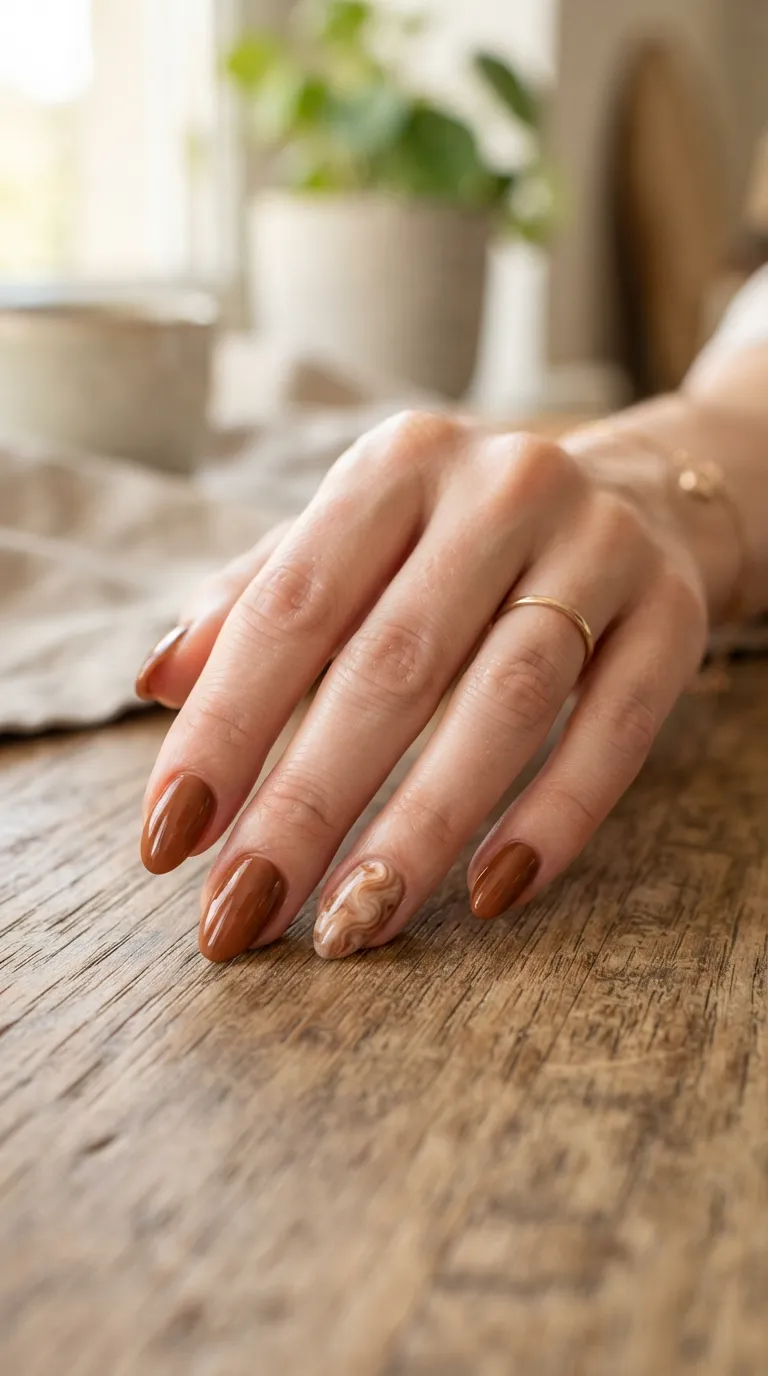 5. Cinnamon Swirl Accent Nail