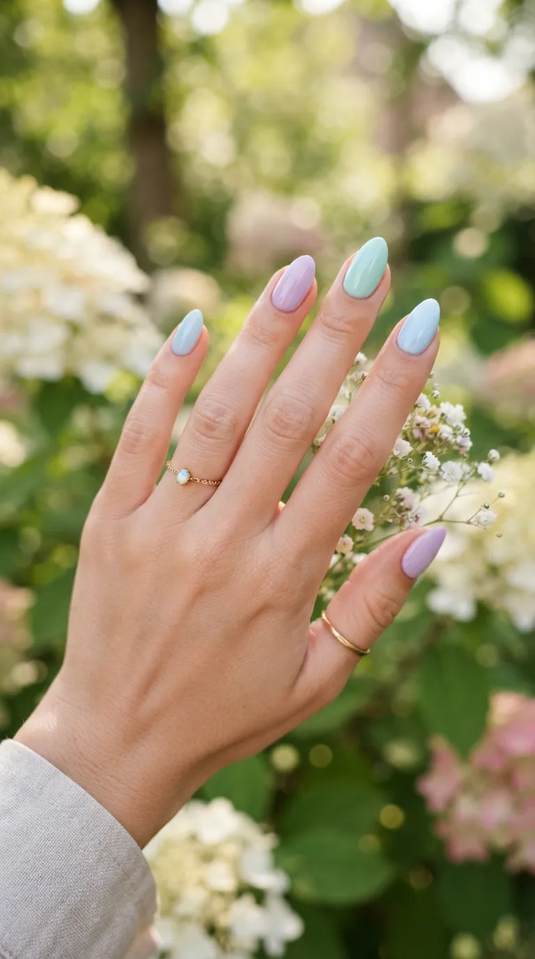 5. Soft Pastel Almond Nails