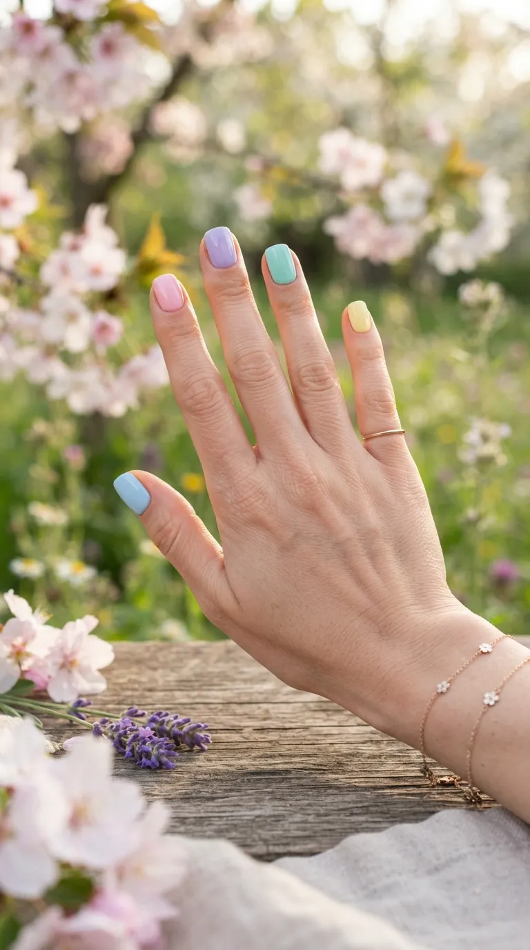 5. Soft Pastel Short Square Nails
