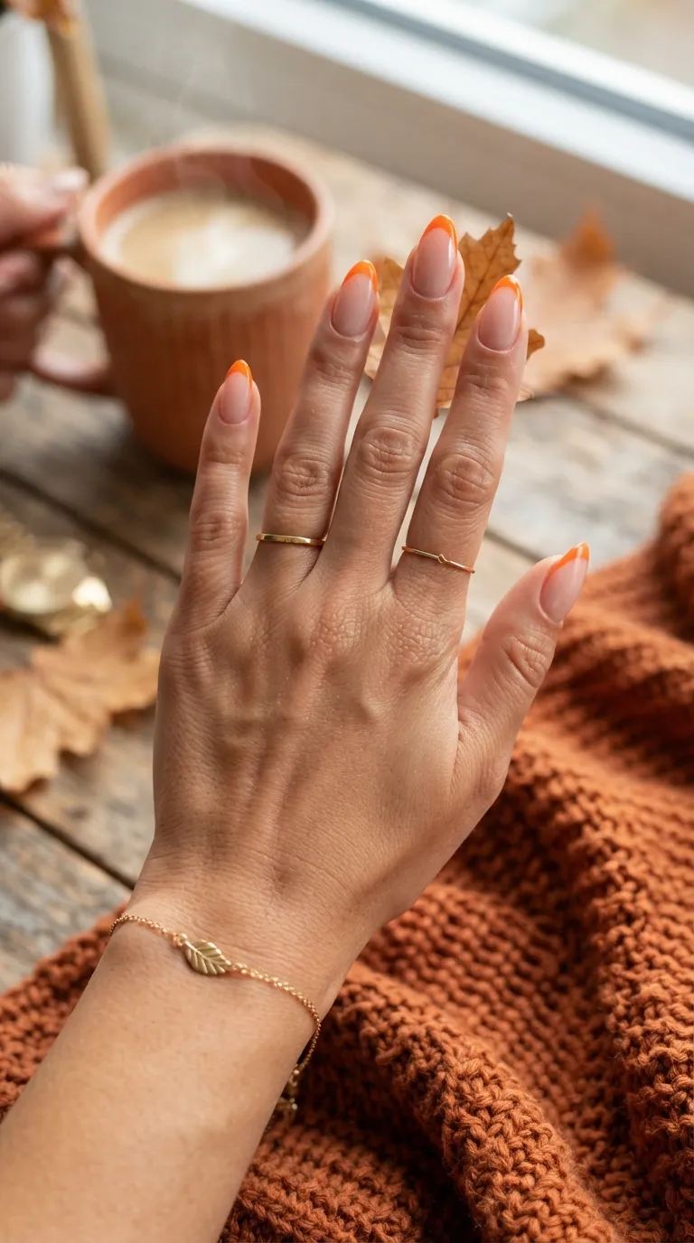 6. Bright Orange French Tips