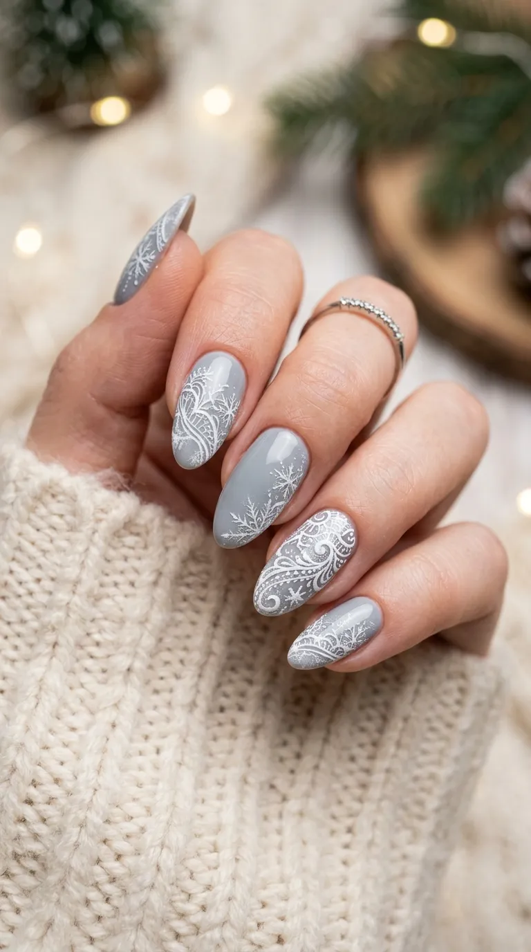 9. Icy White Coffin Nails