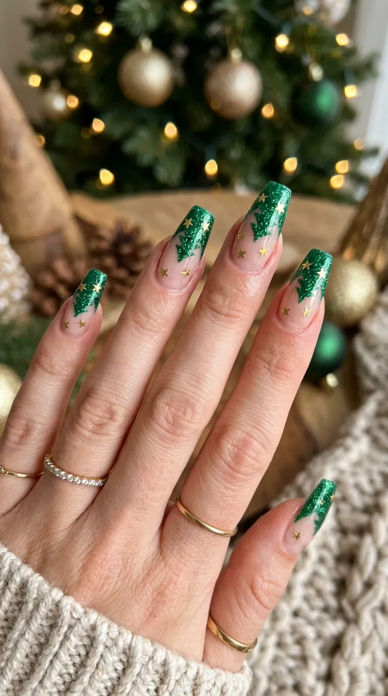 6. Short Gold Foil Nails