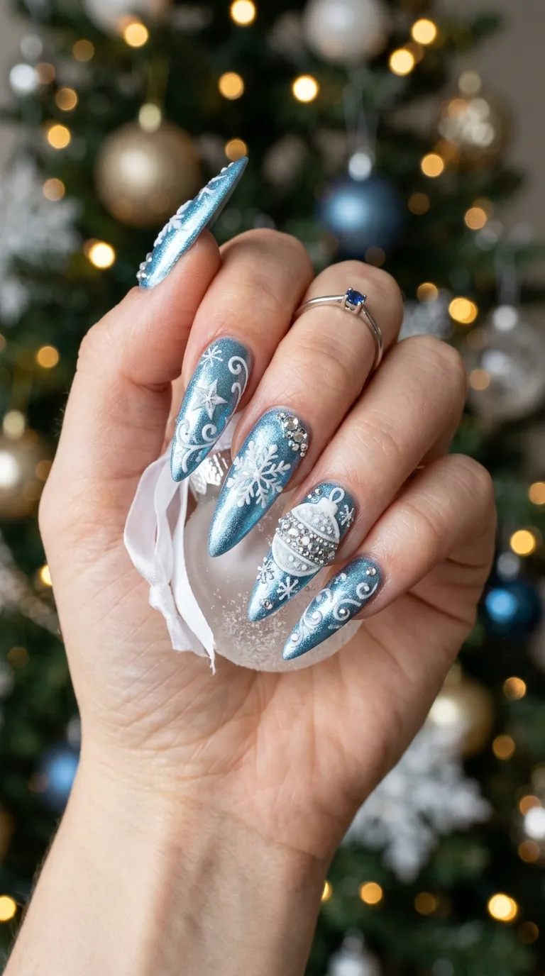 15. Poinsettia Nail Art