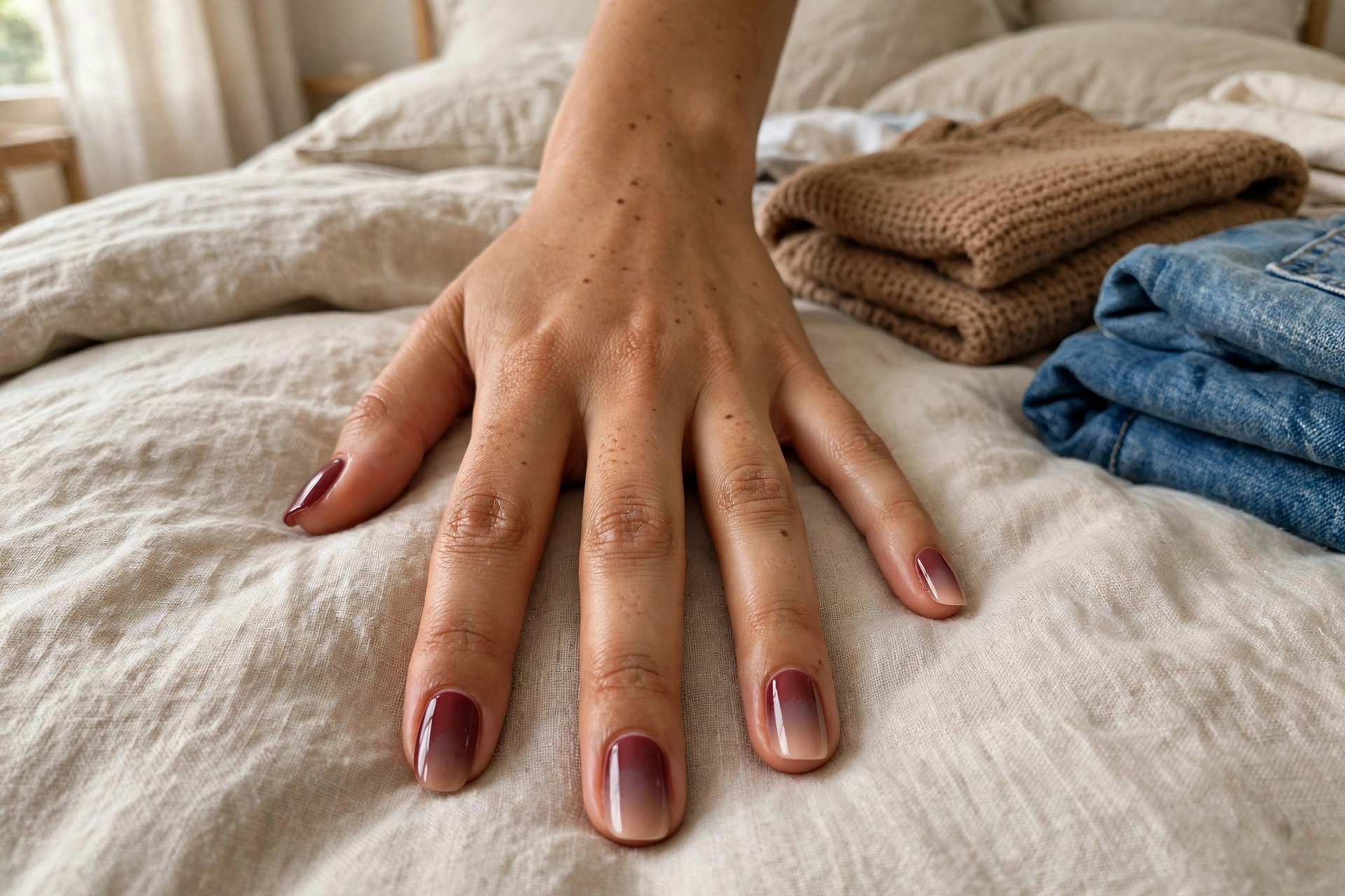 21. Maroon French Tips