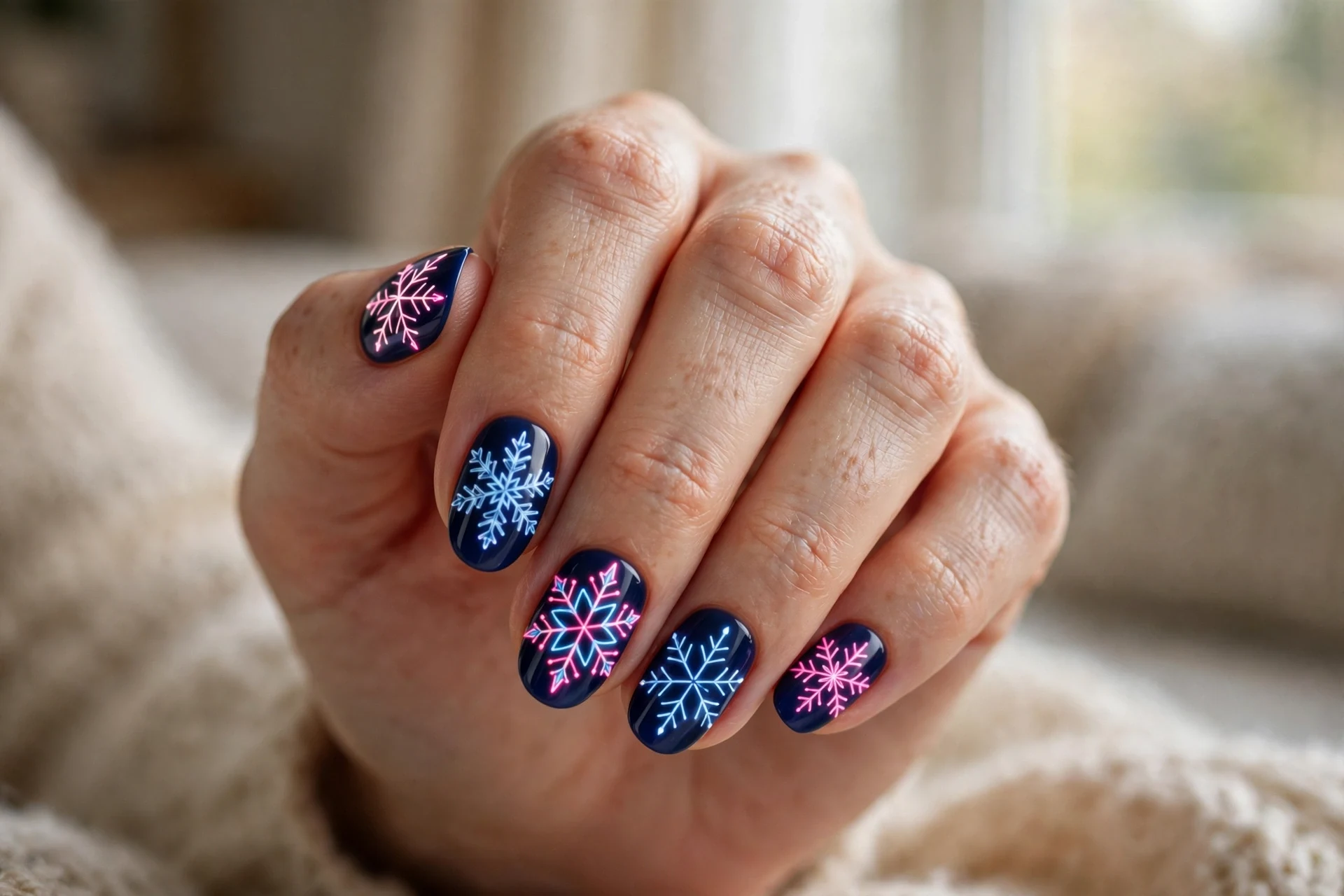 Neon Snowflakes