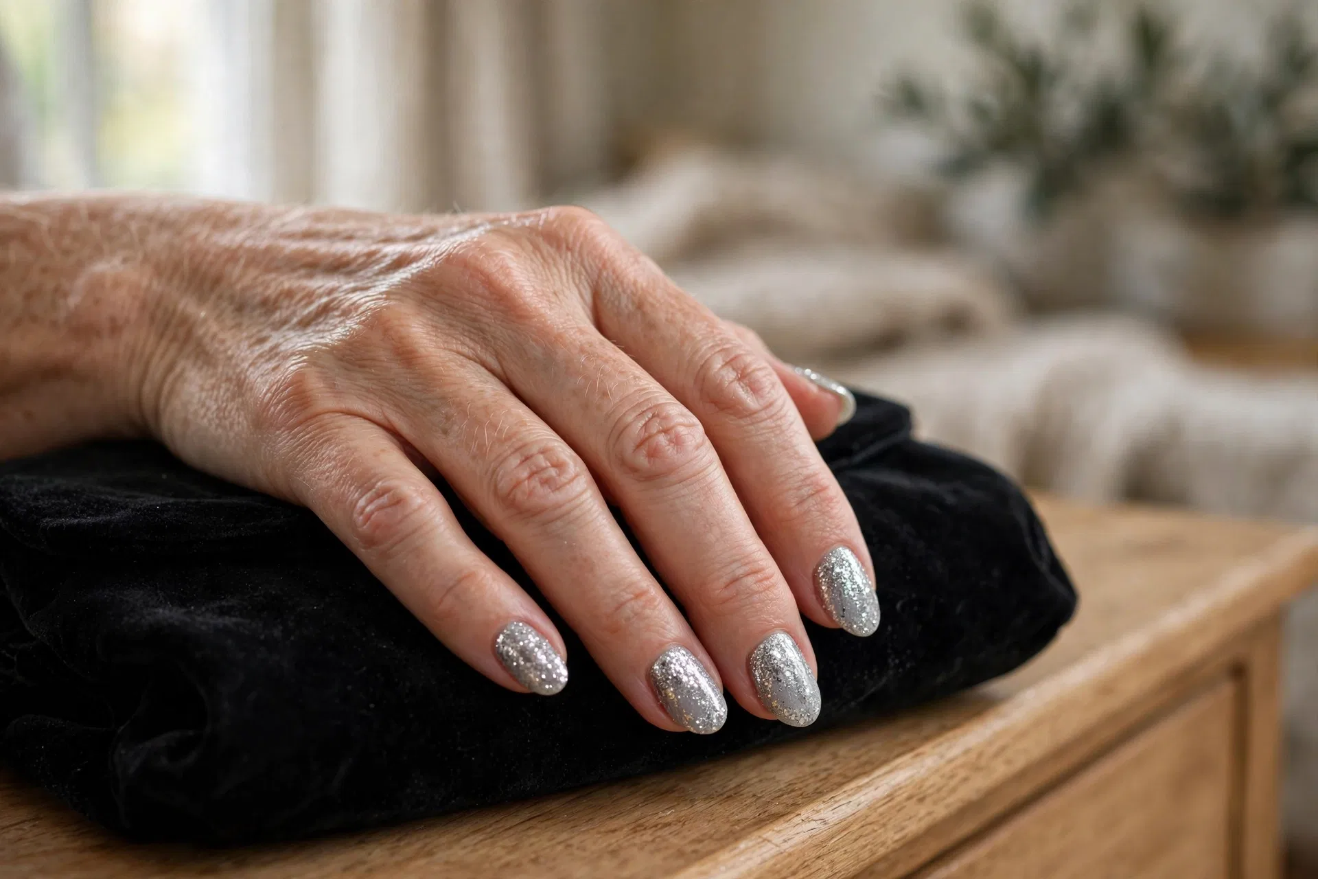 Silver Sparkle Nails