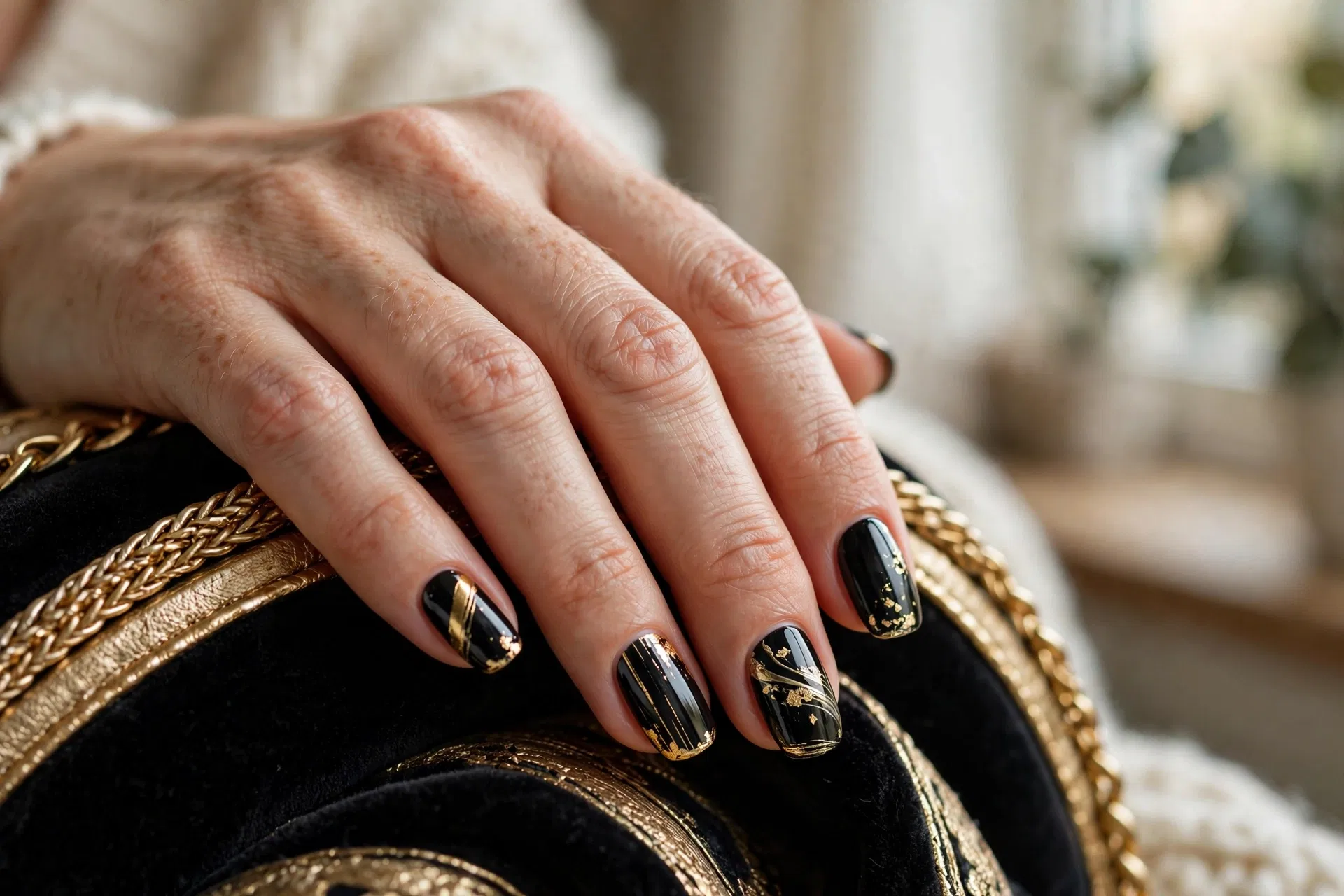 Black and Gold Luxe Nails