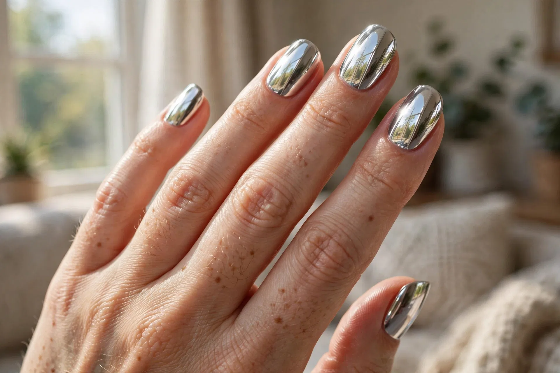 Silver Chrome Nails