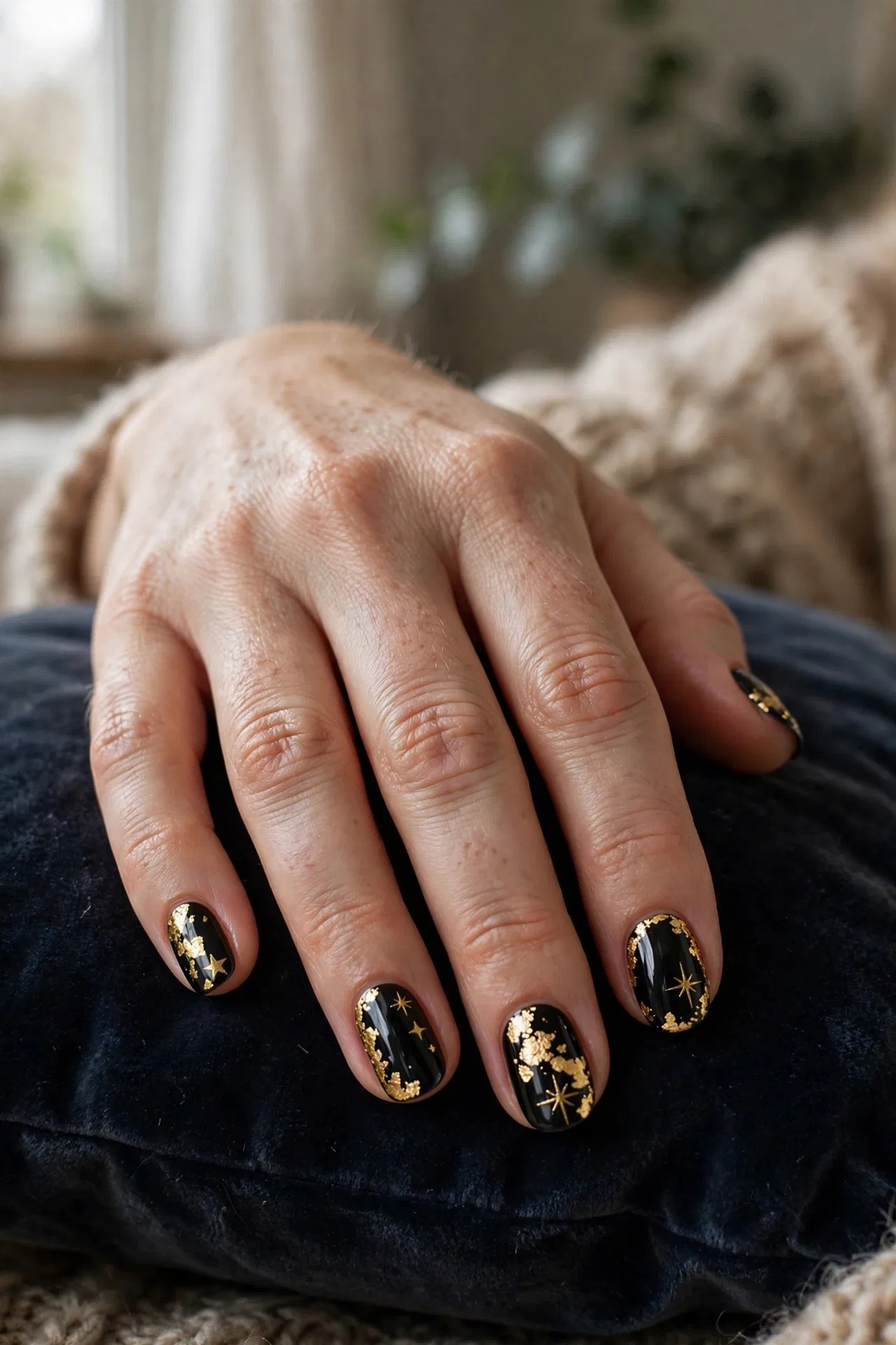 Black and Gold New Year Nail Art