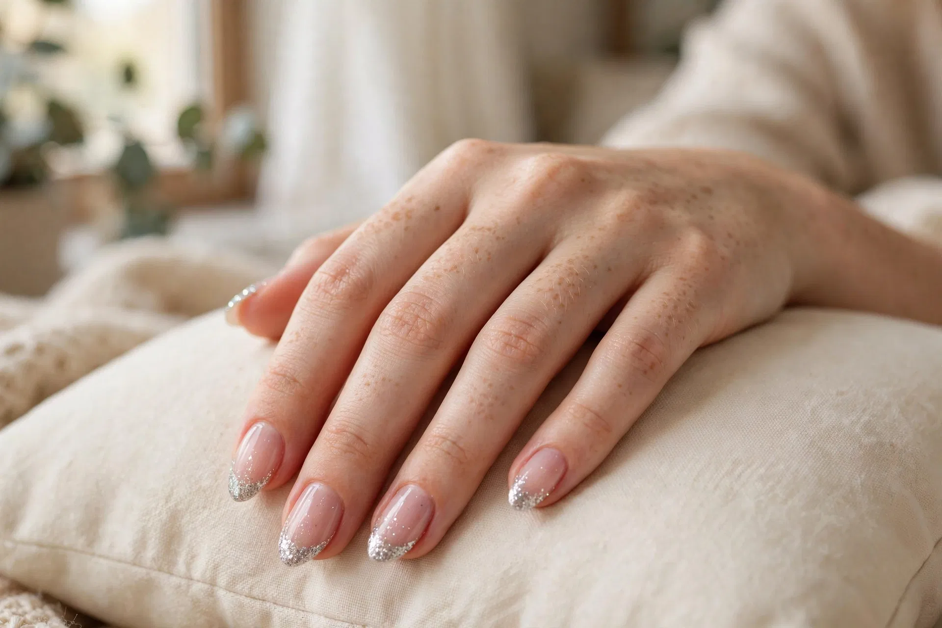 Glitter French Tip Nails