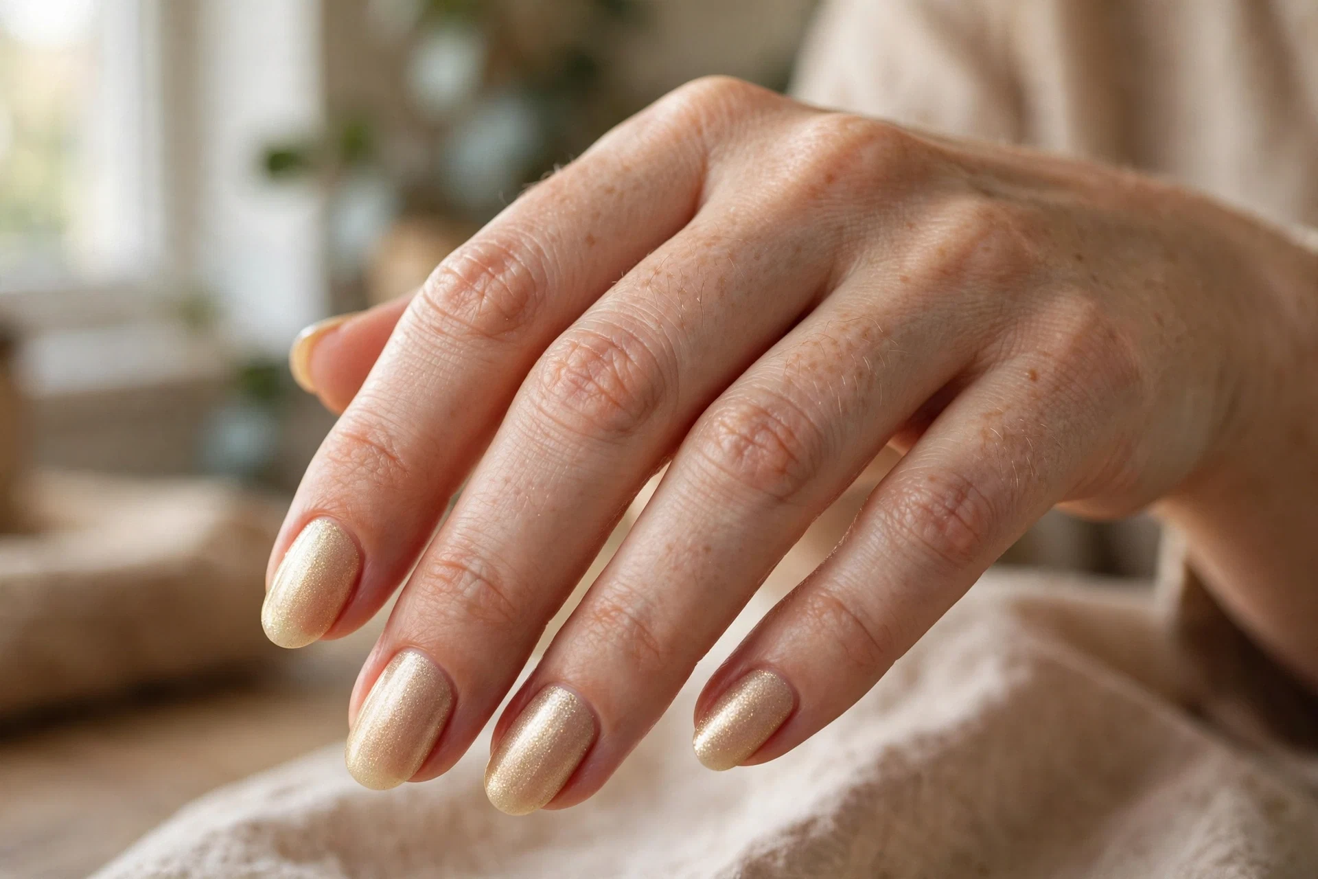 Champagne Shimmer Nails