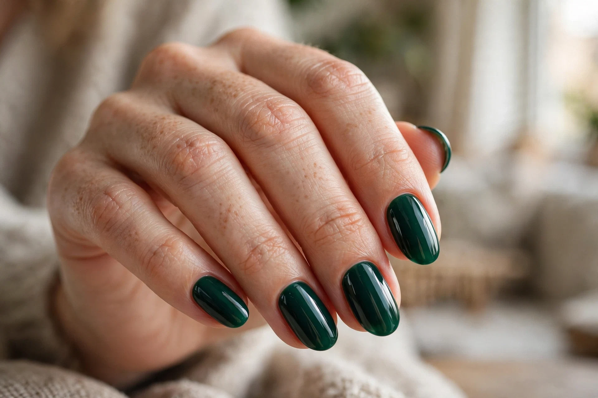 Deep Emerald Holiday Nails