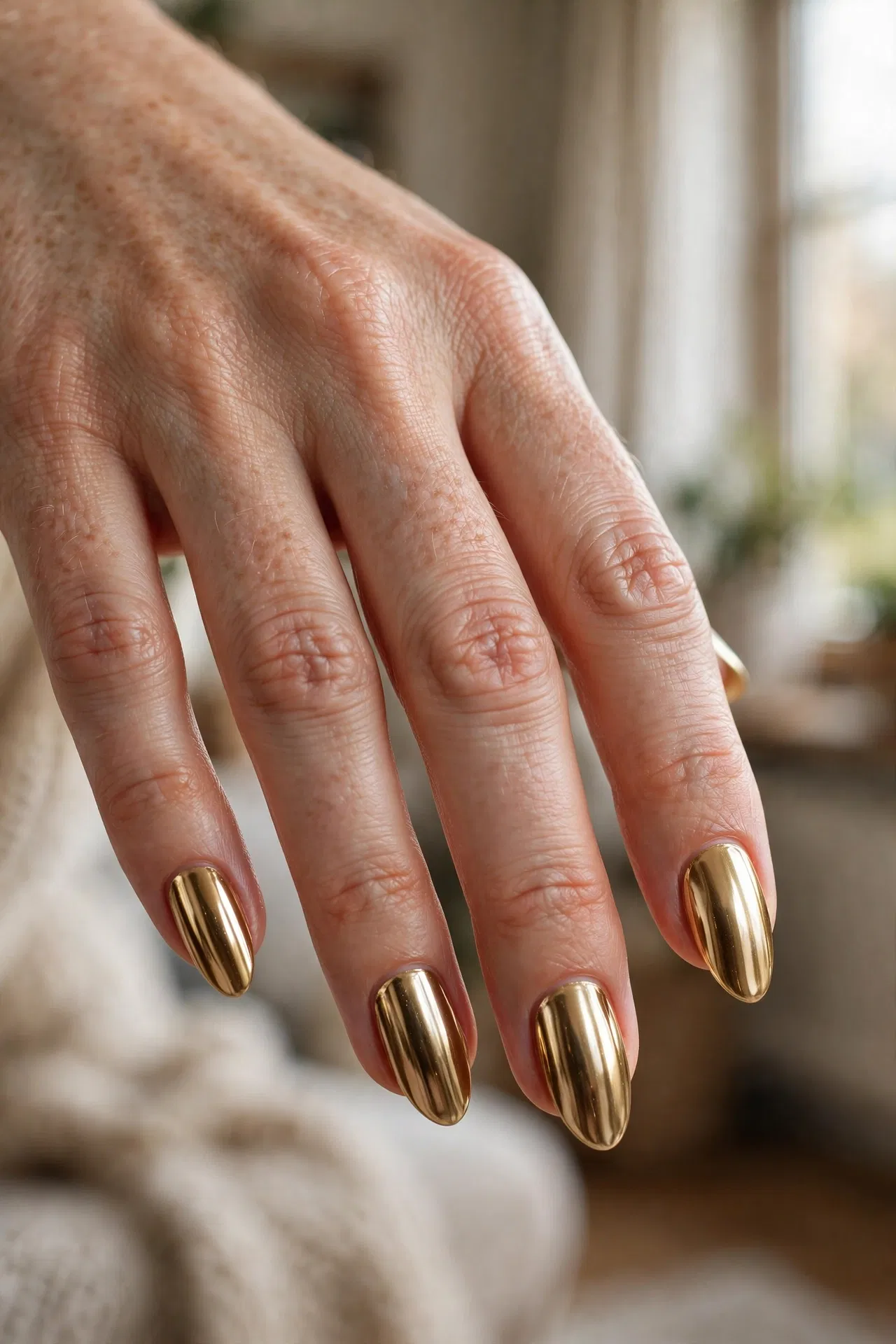 Holiday Gold Chrome Nails