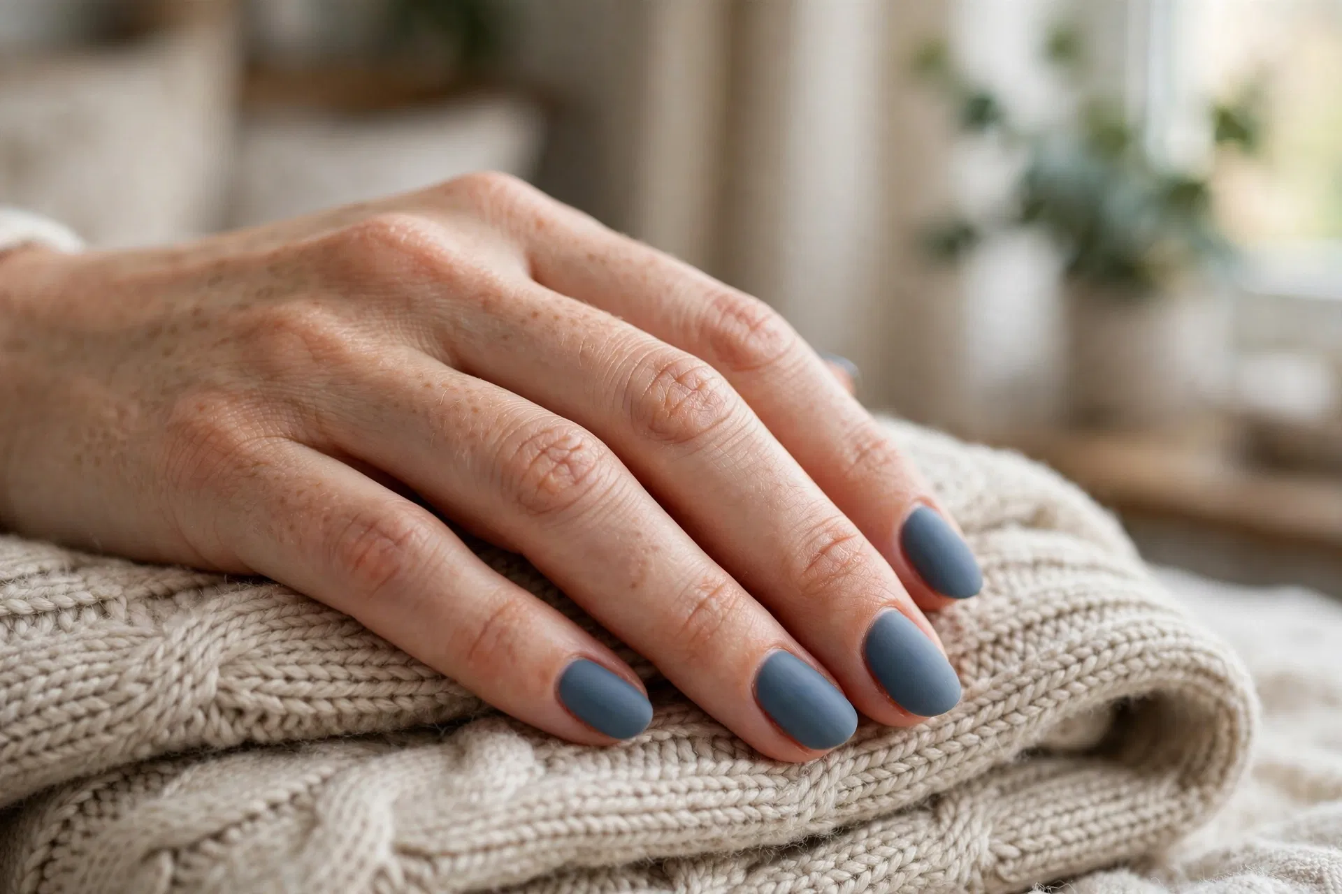 Slate Blue Matte Nails