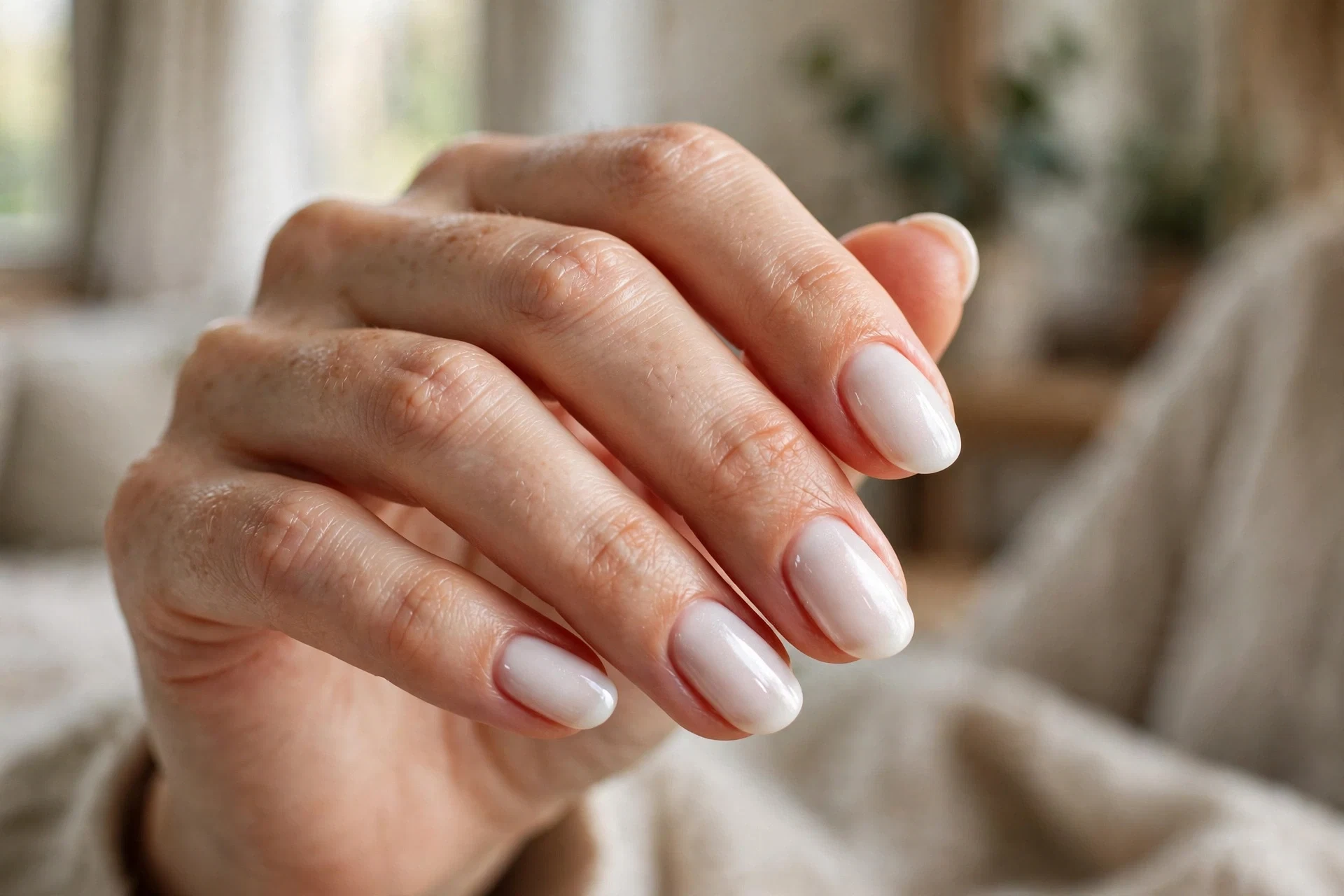 Pearl White Milky Nails