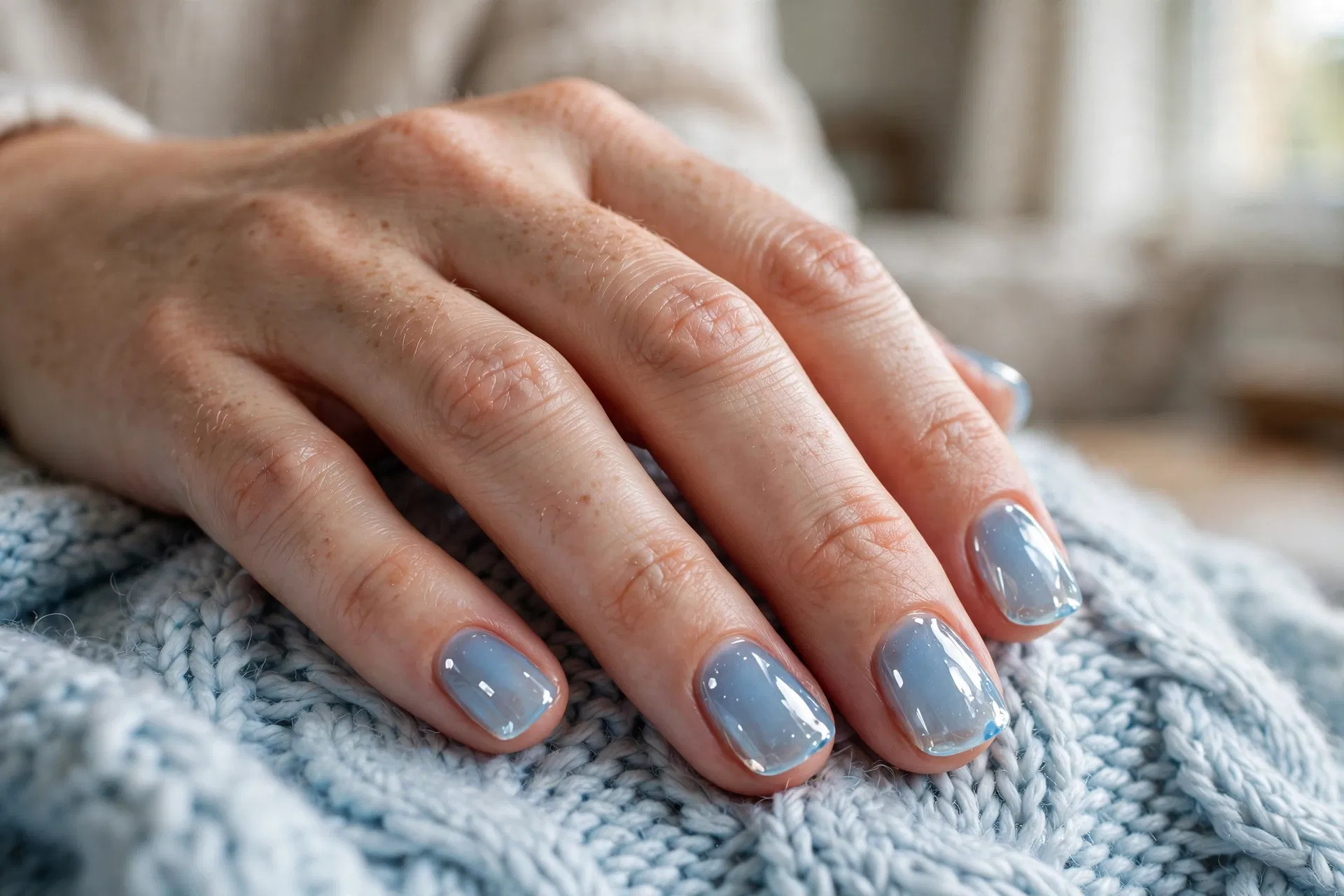 Ice Blue Jelly Nails