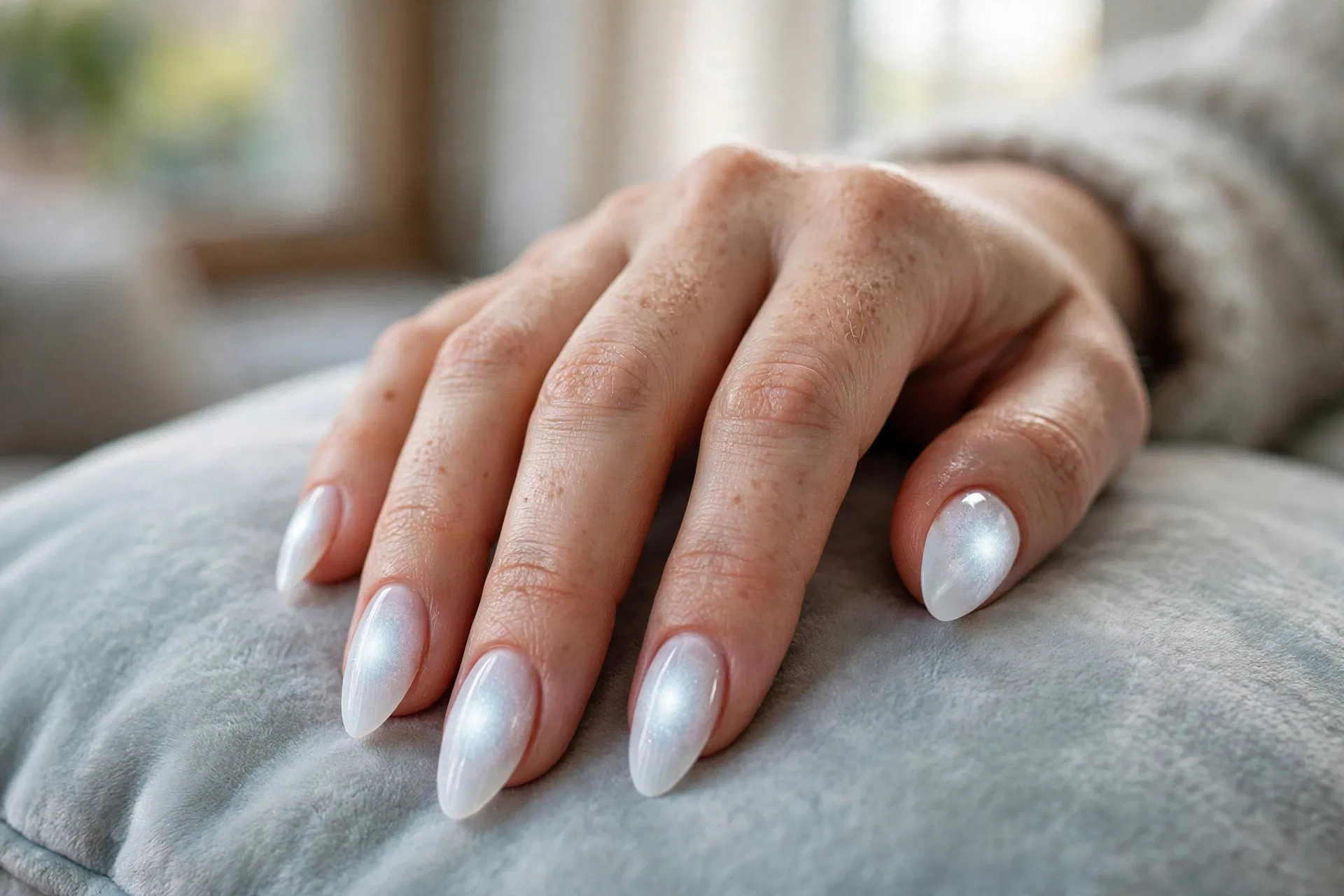 Icy White Aura Nails