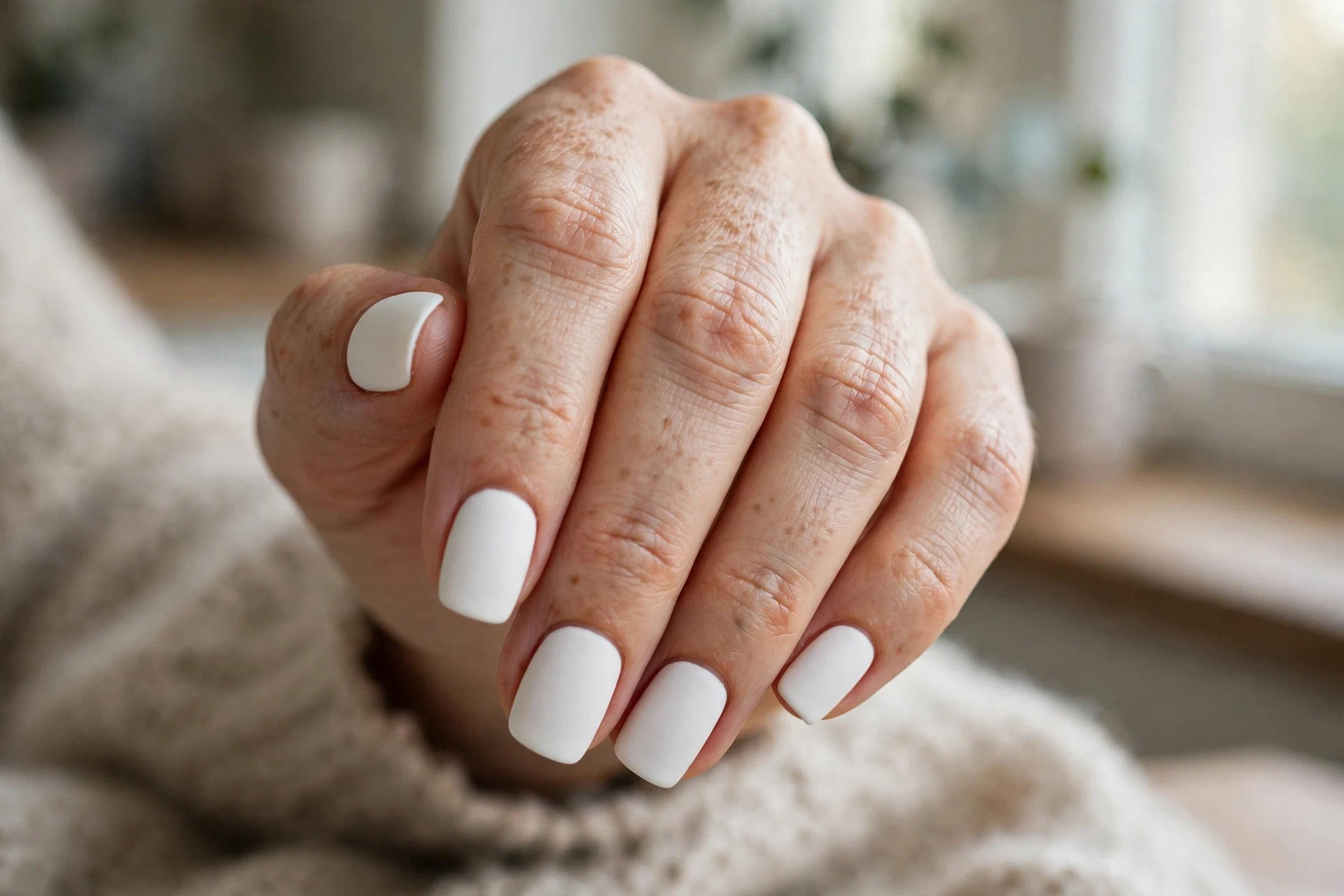 Snow White Matte Squoval Nails