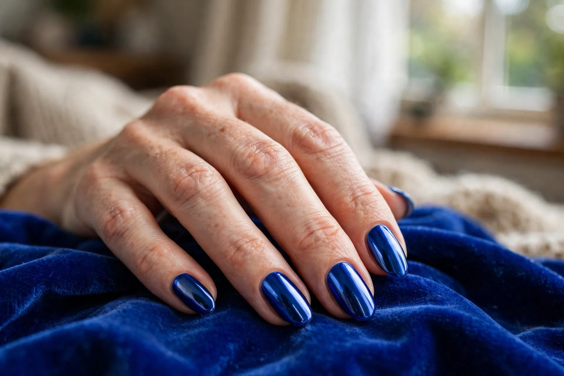 Cobalt Blue Chrome Nails