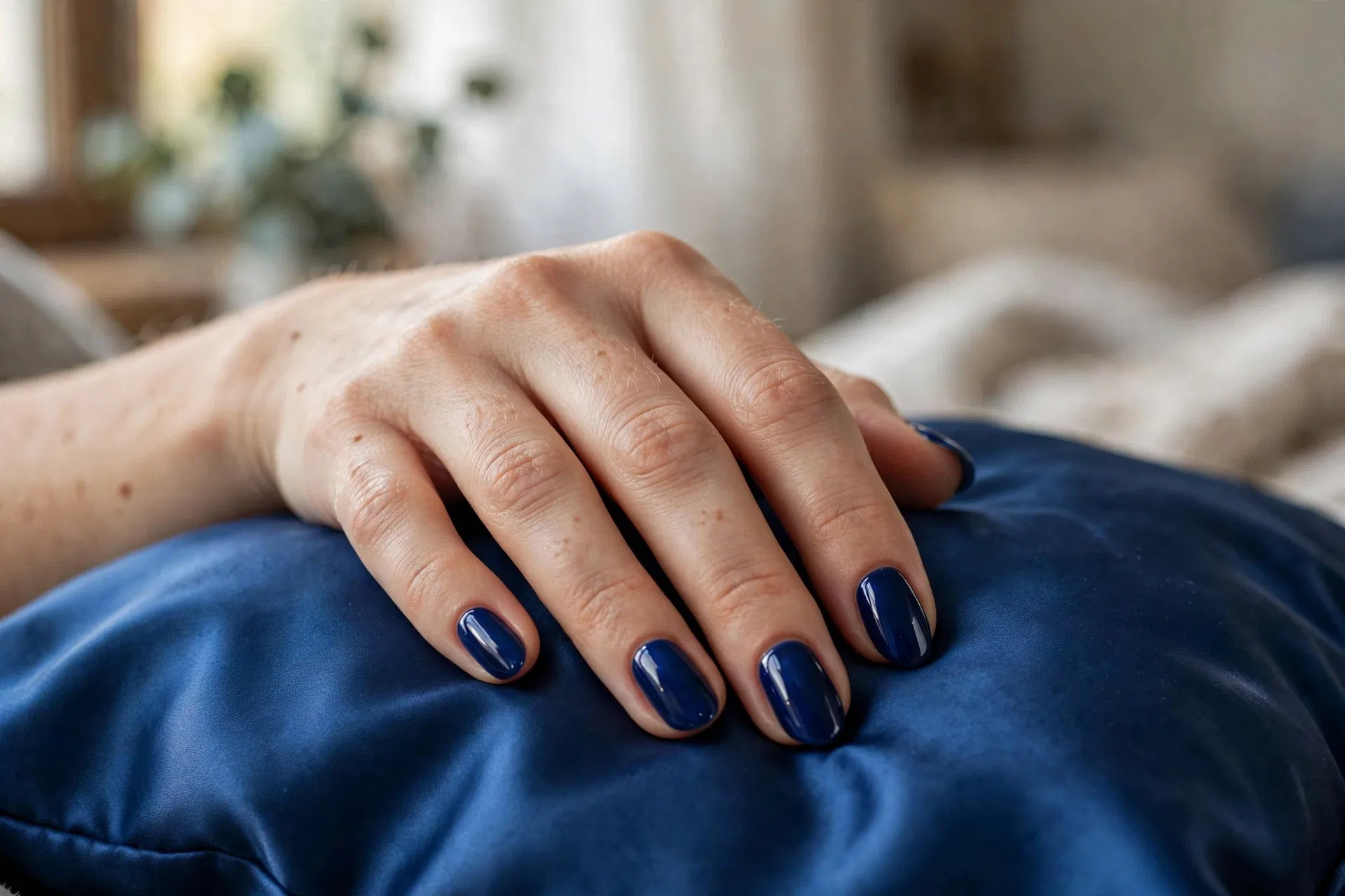 Sapphire Blue Glossy Nails