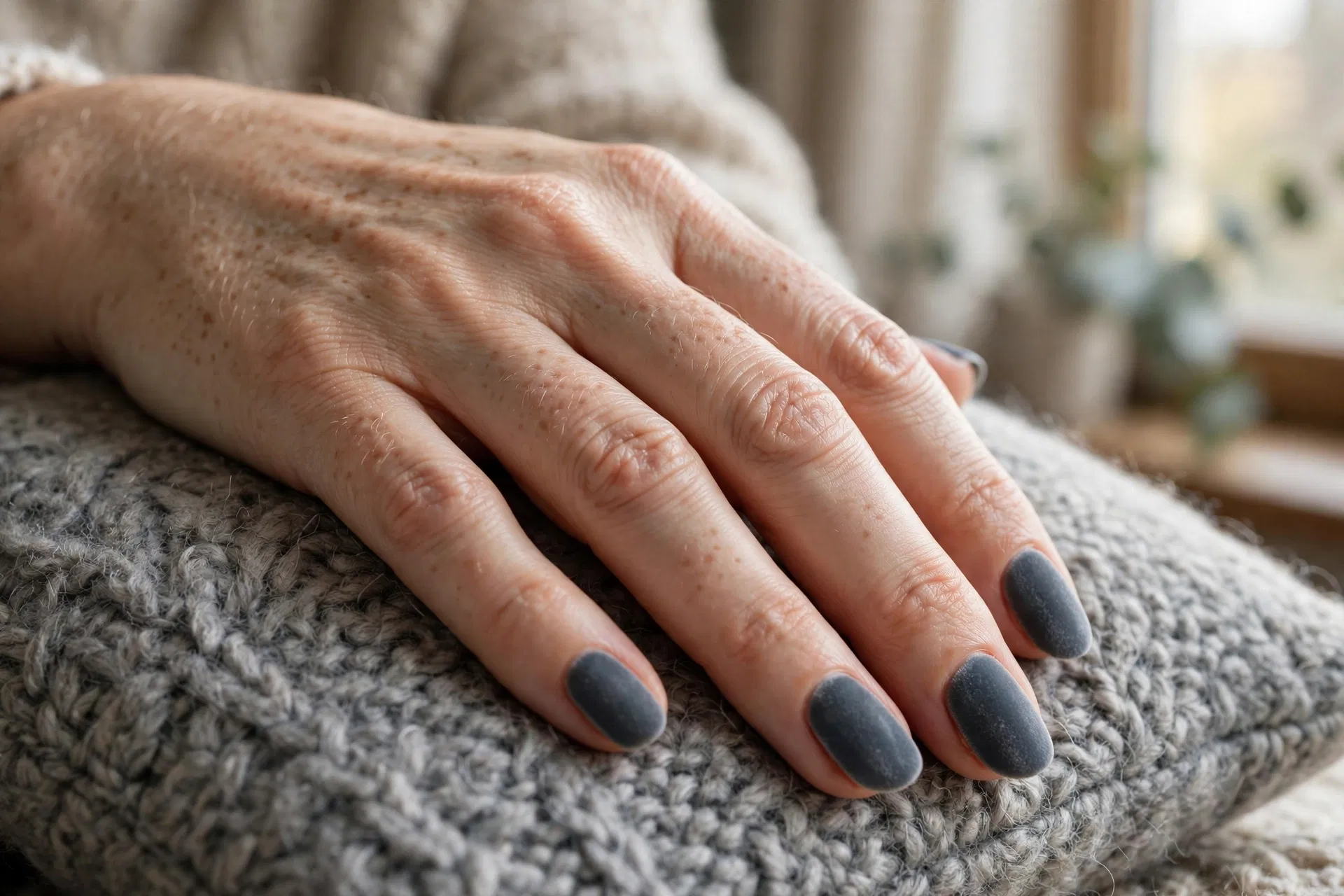 Slate Gray Velvet Nails