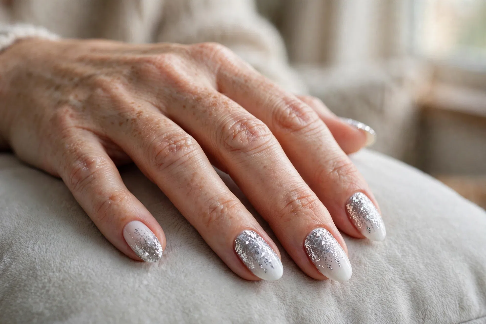 Glitter Gradient Snow Nails