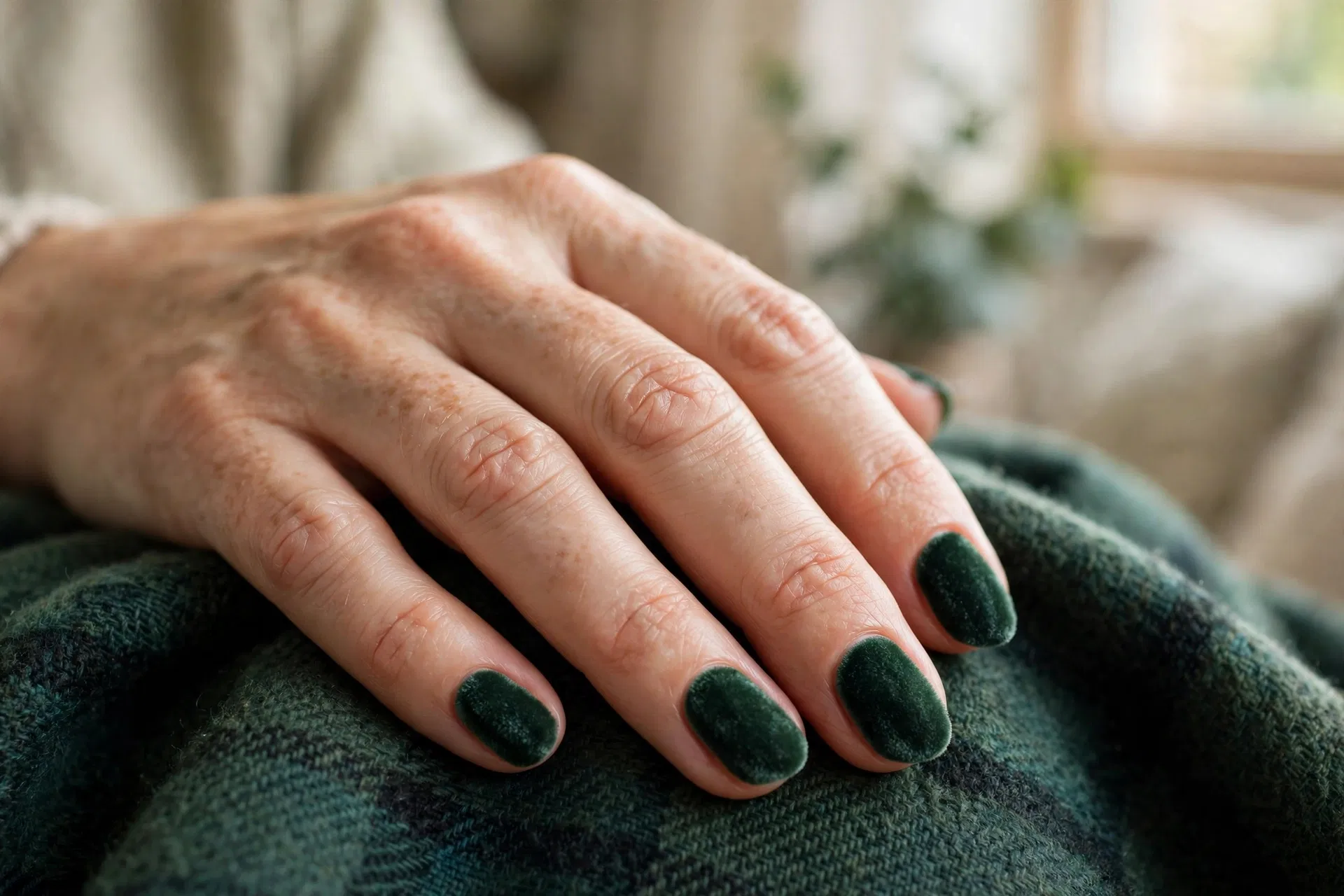 Forest Green Velvet Nails