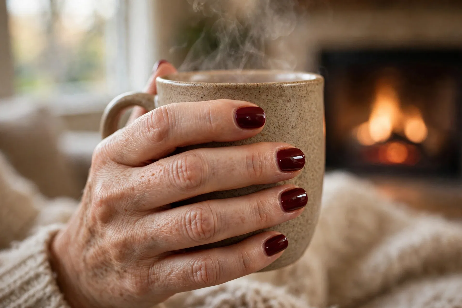 Cozy Fireside Burgundy Nails