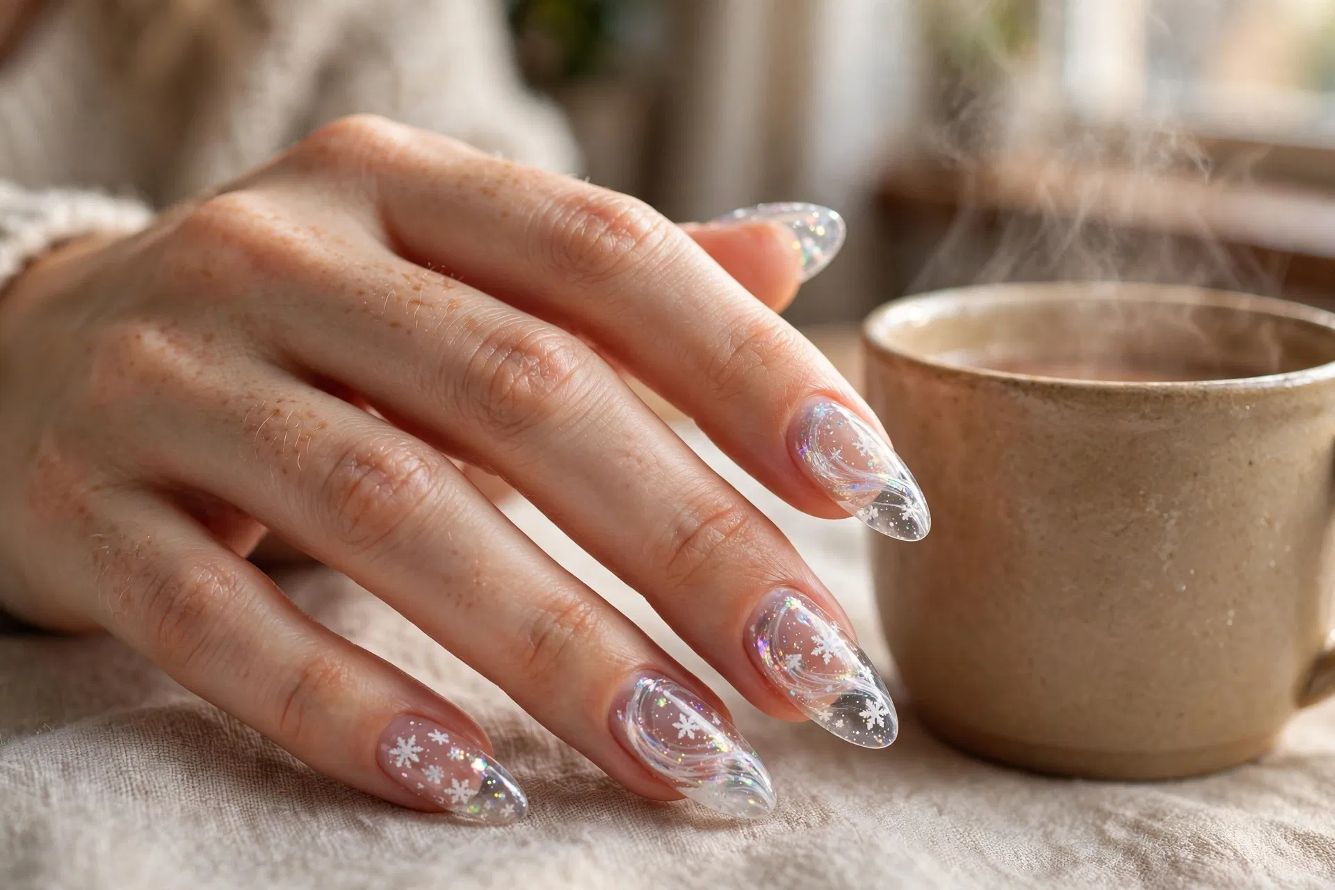 Sparkling Snow Globe Nails