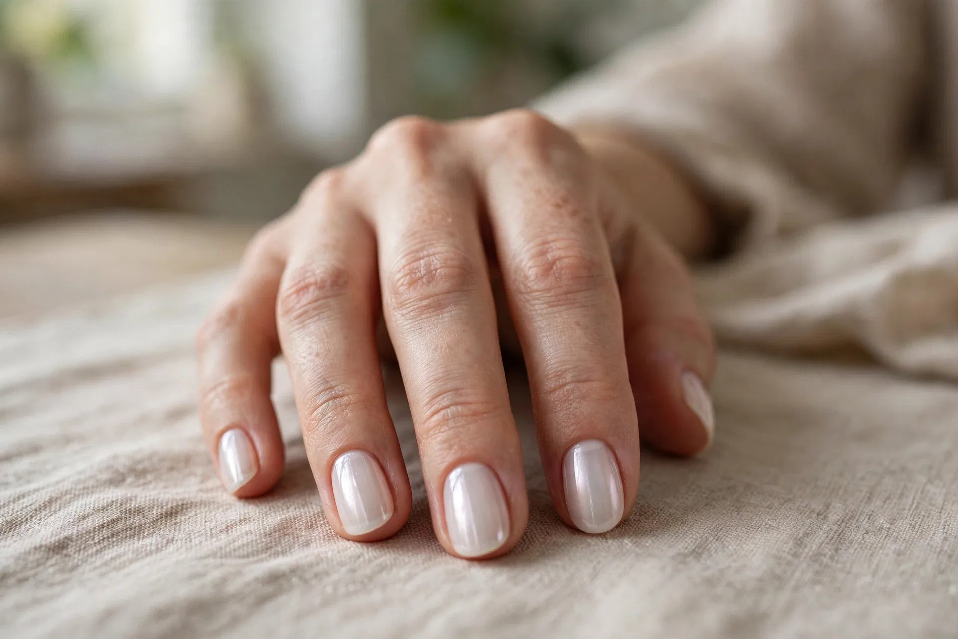 Pearl White Milky Nails