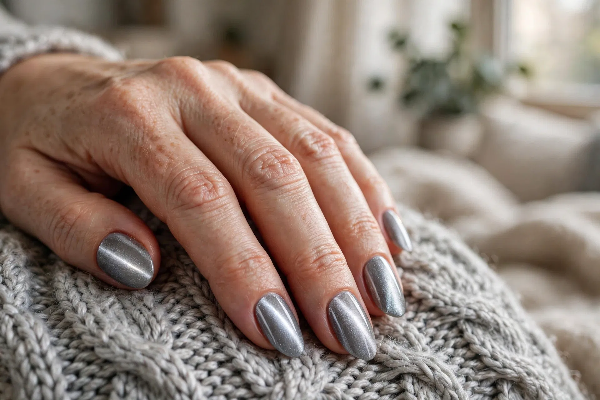 Icy Silver Cat Eye Nails