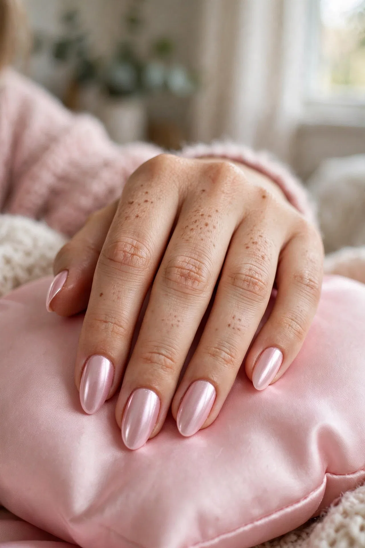 Icy Pink Chrome Nails