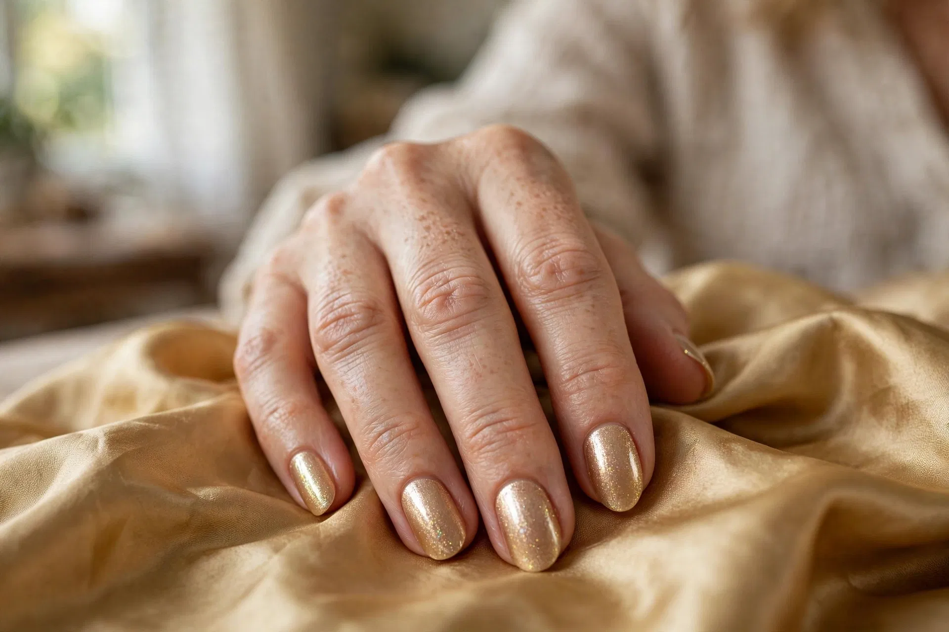 Champagne Shimmer Nails