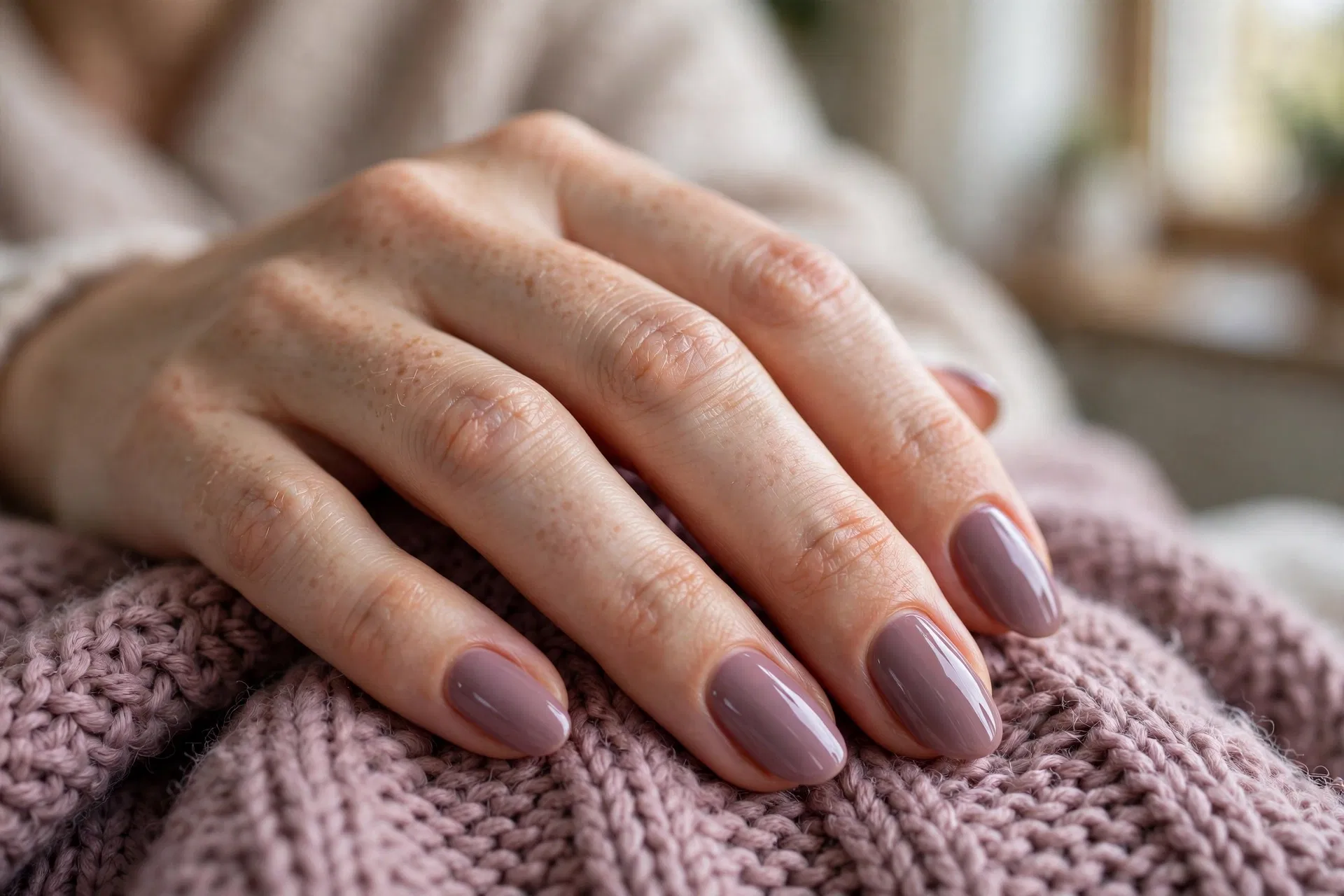 Chilled Mauve Almond Nails