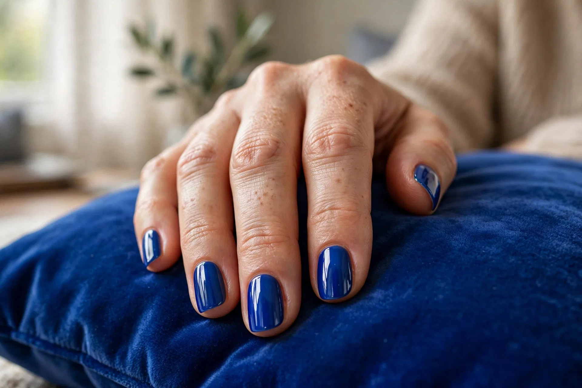 Sapphire Blue Glossy Nails
