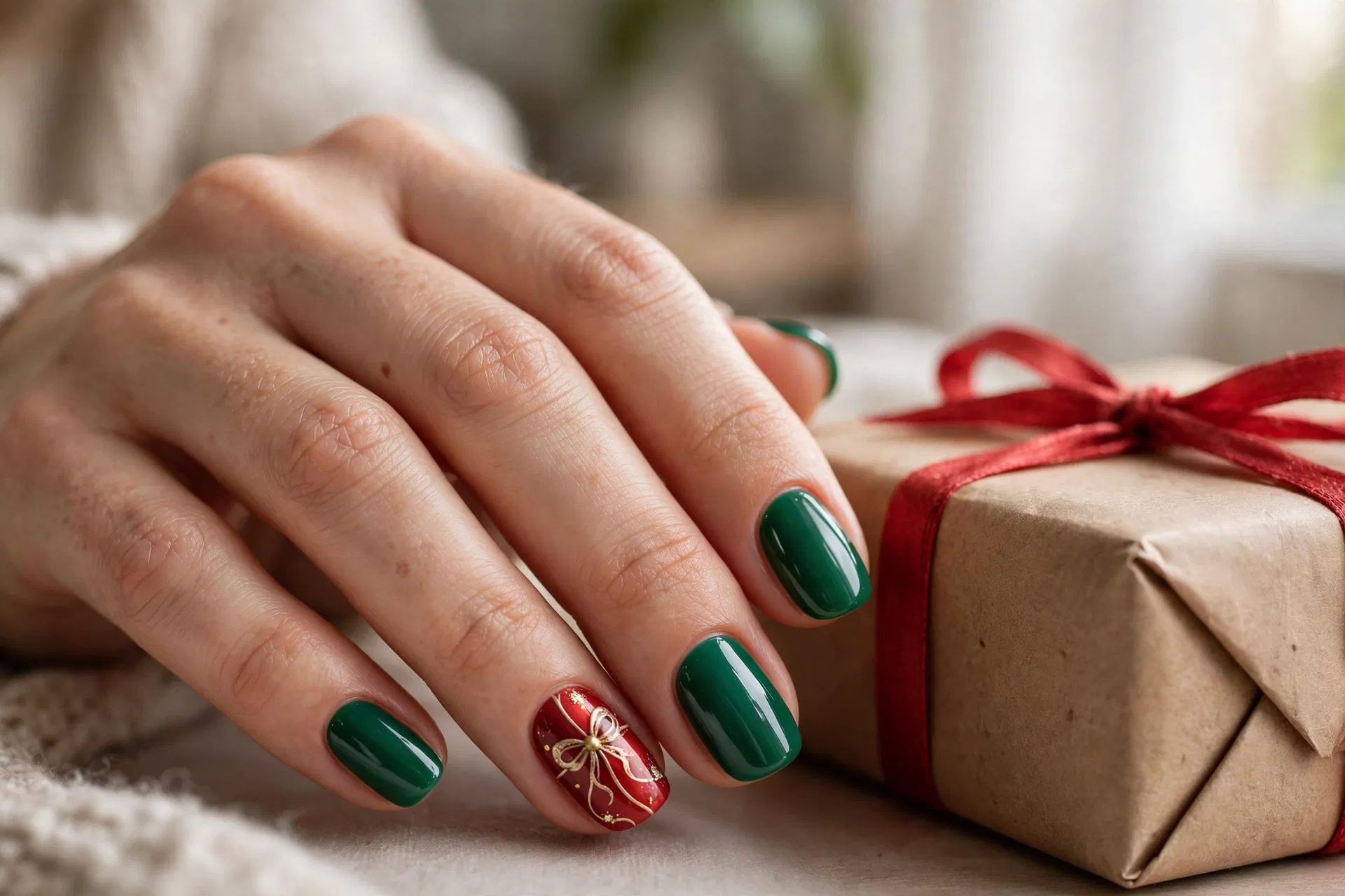 Holiday Ribbon Accent Nail