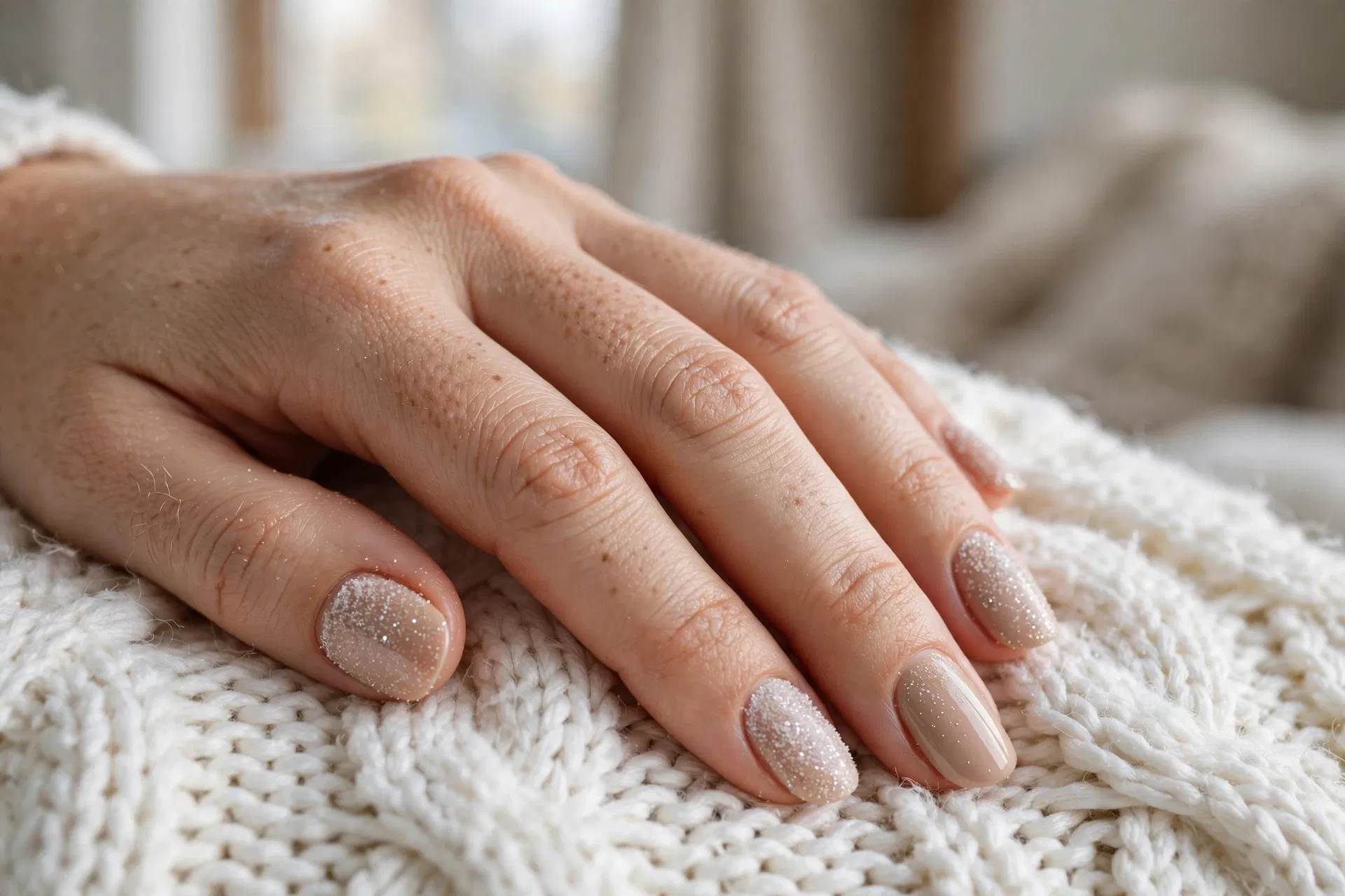 Snow Dusted Nude Nails
