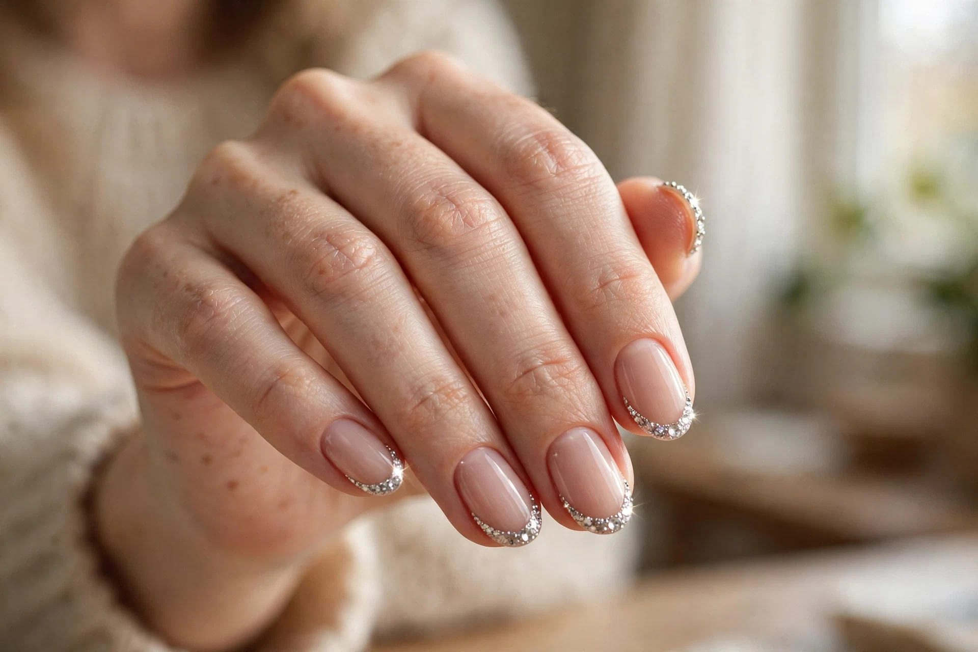 Silver Rhinestone Tips