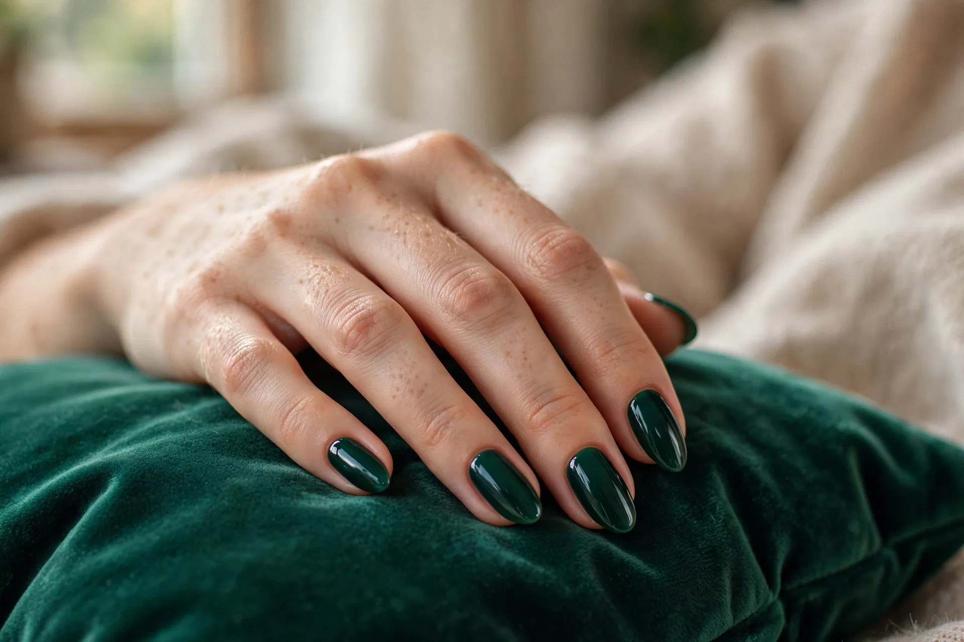 Deep Emerald Holiday Nails